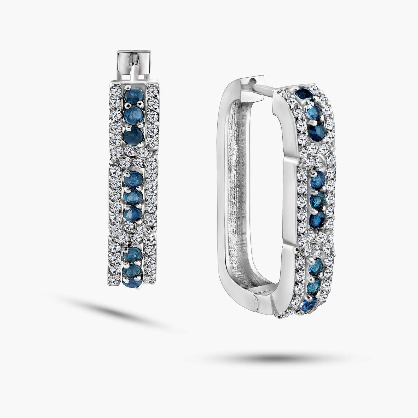 עגילי זהב בשיבוץ יהלומים וספירים