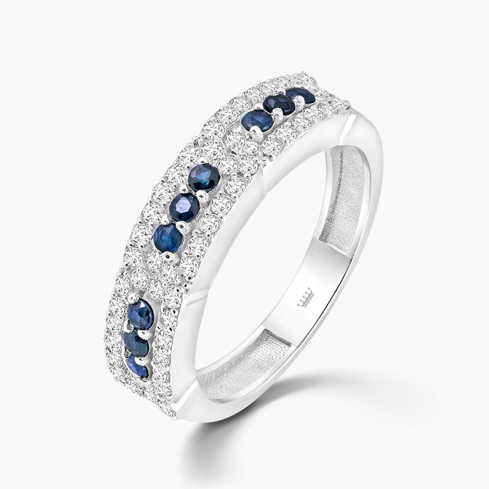 טבעת יהלומים ובלו ספיר