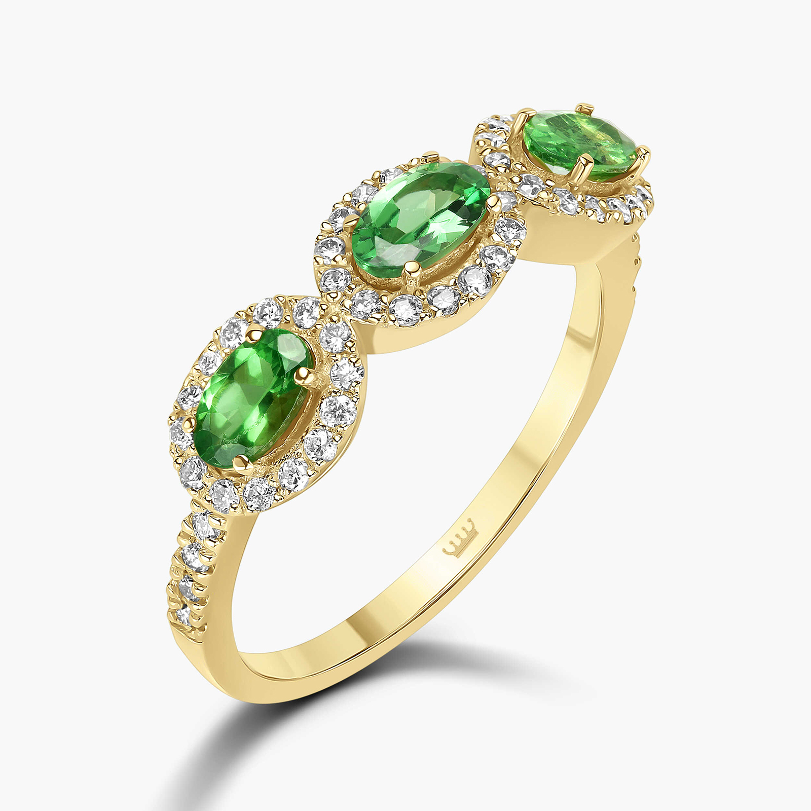 טבעת גרייס משובצת גרין גרנט ויהלומים