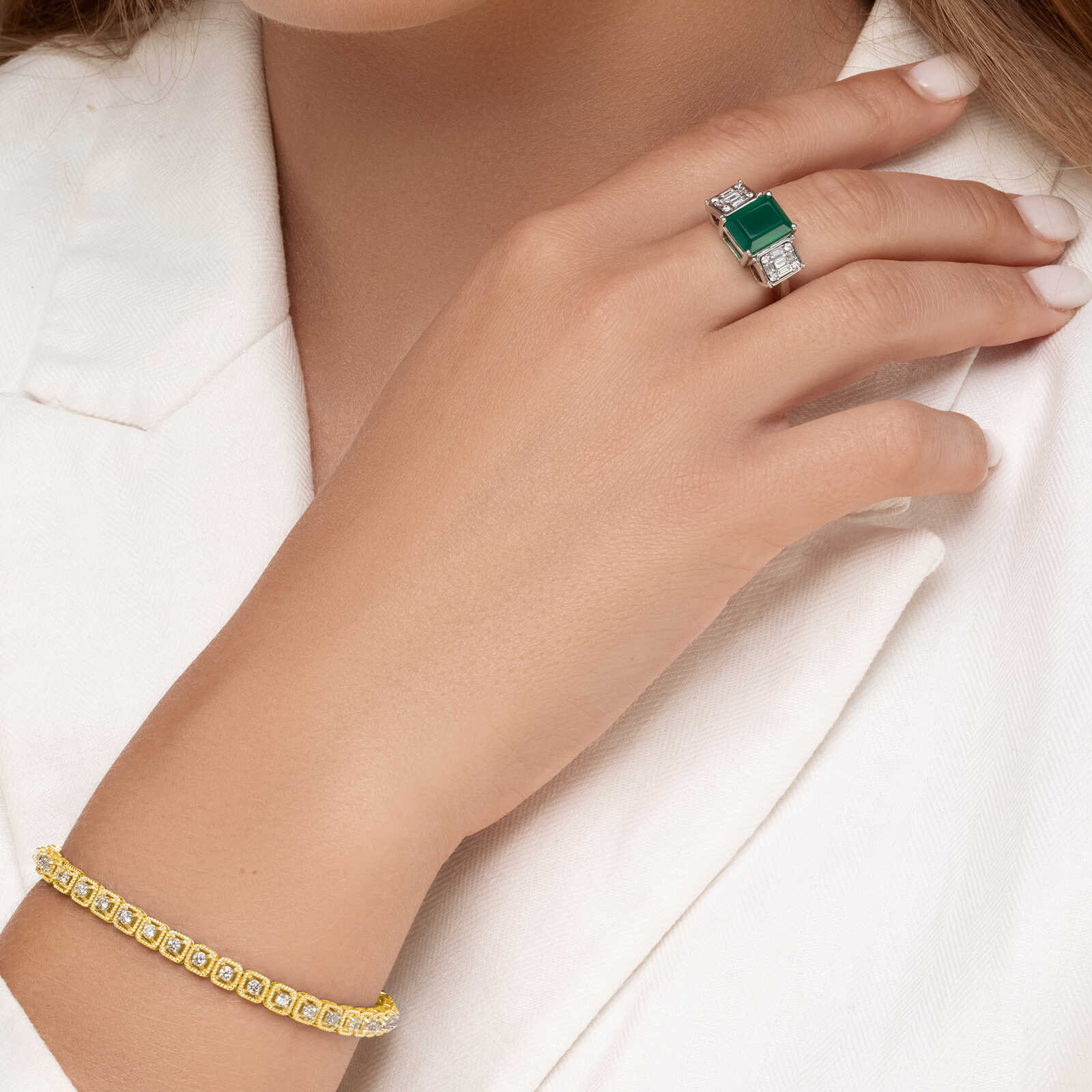 צמיד זהב טניס משובץ יהלומים