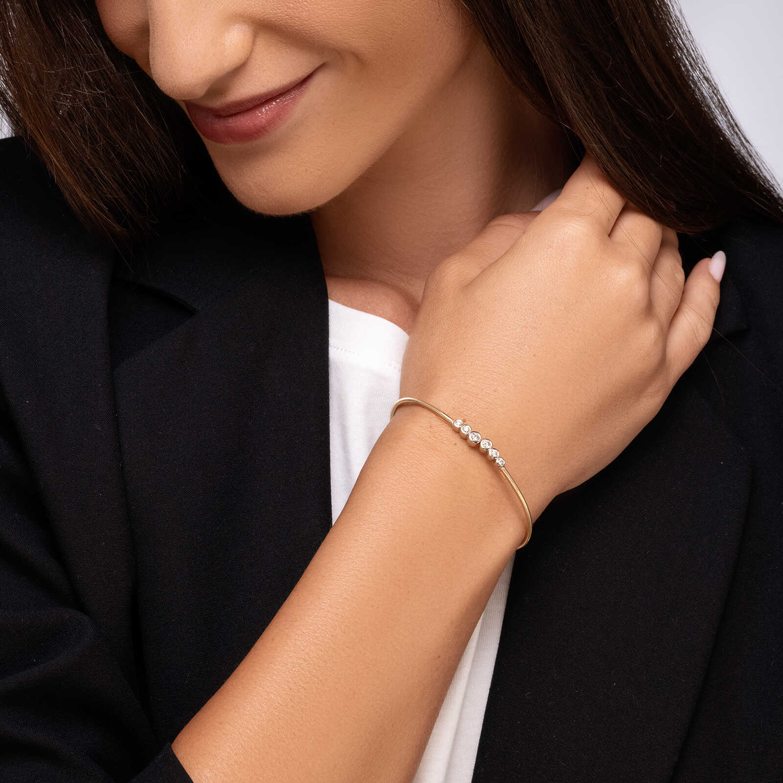 צמיד זהב פתוח ששת היהלומים