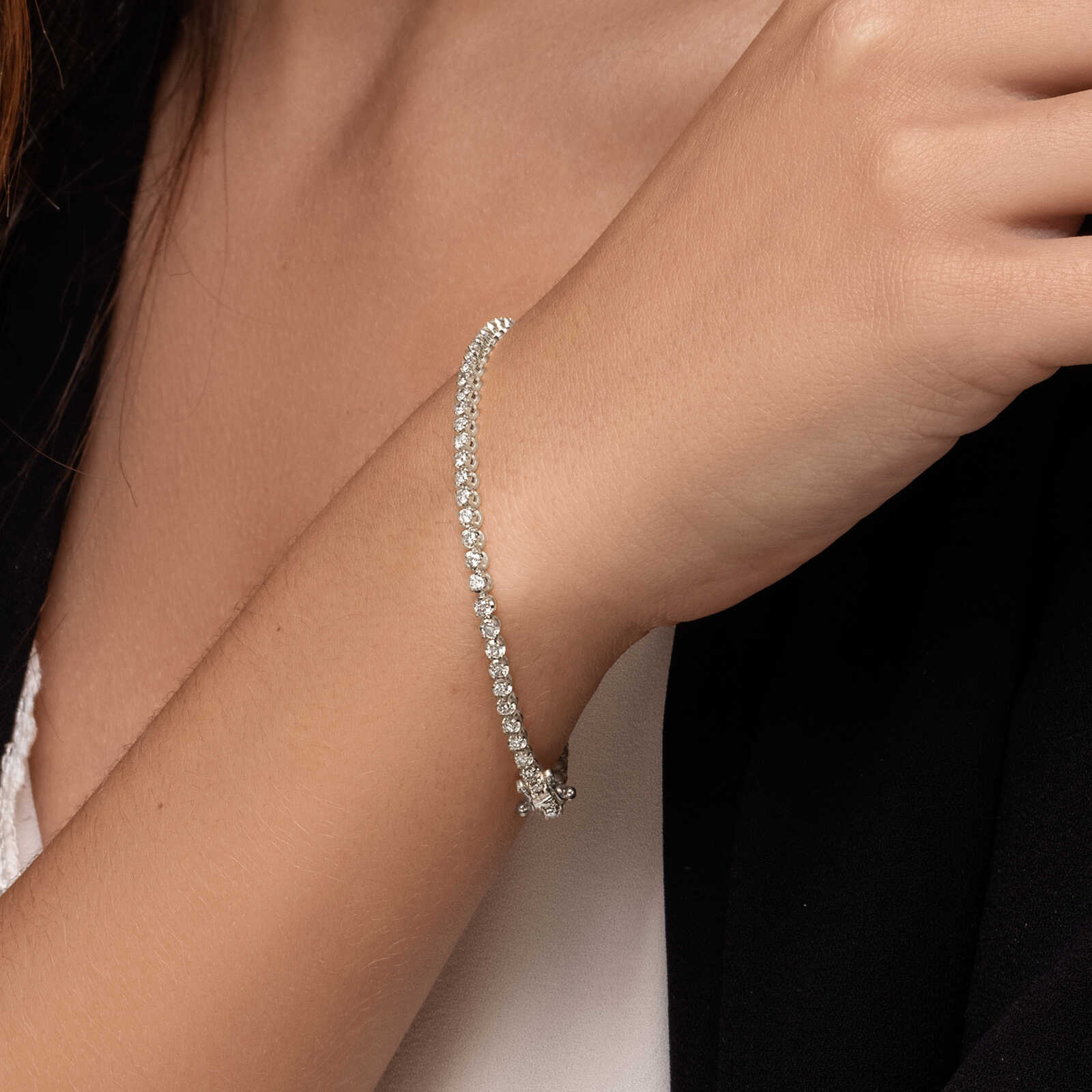 צמיד זהב טניס משובץ 2 קראט יהלומים