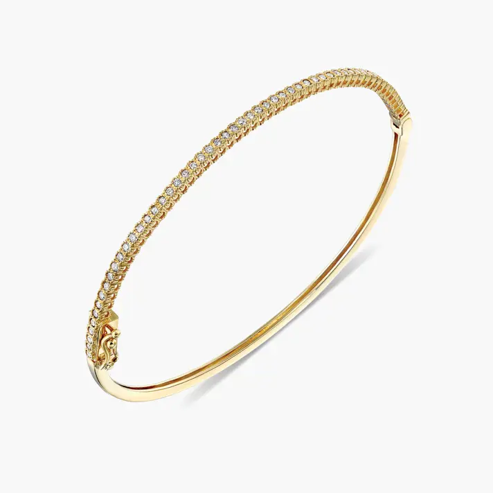 צמיד זהב קשיח משובץ יהלומים