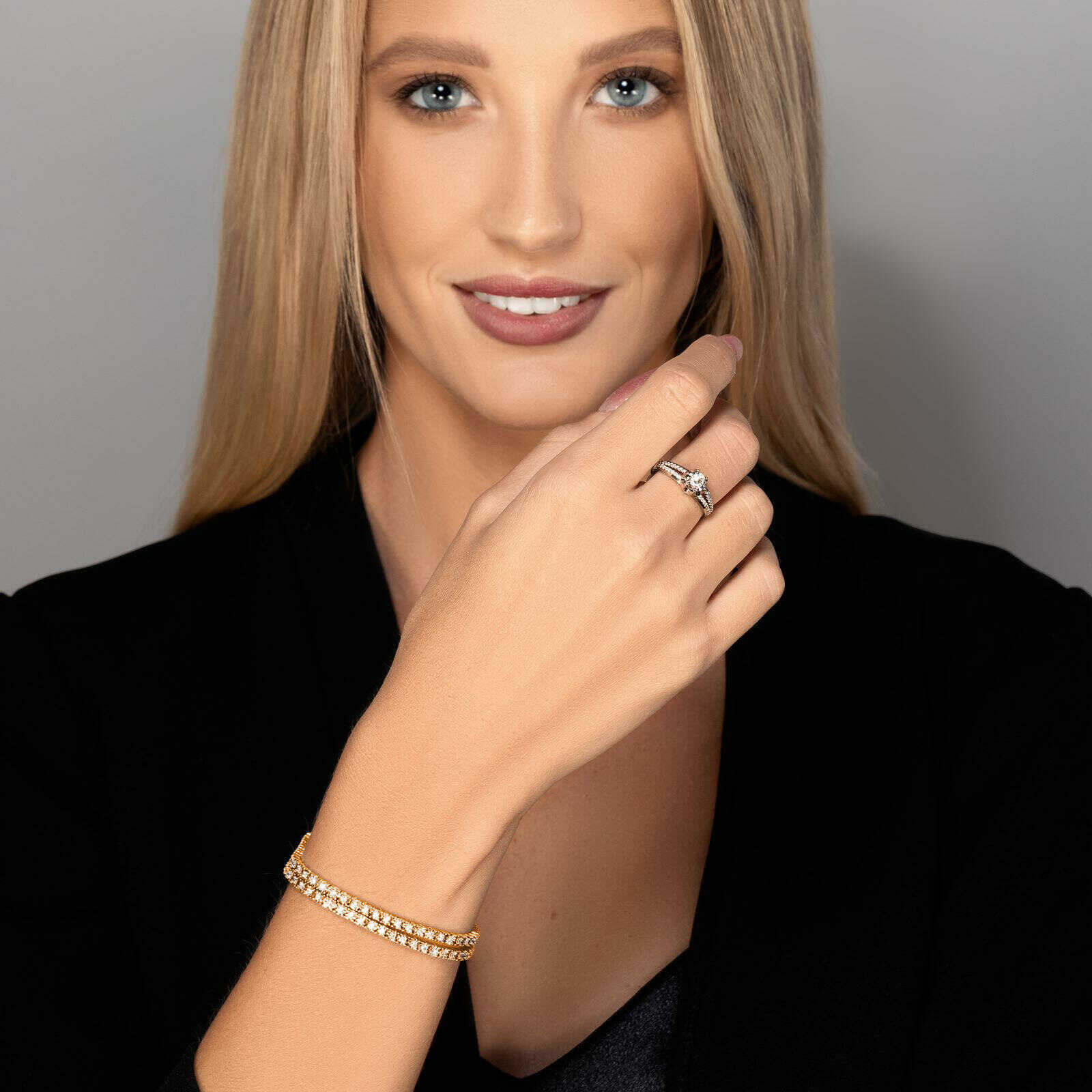 צמיד טניס כפול משובץ יהלומים