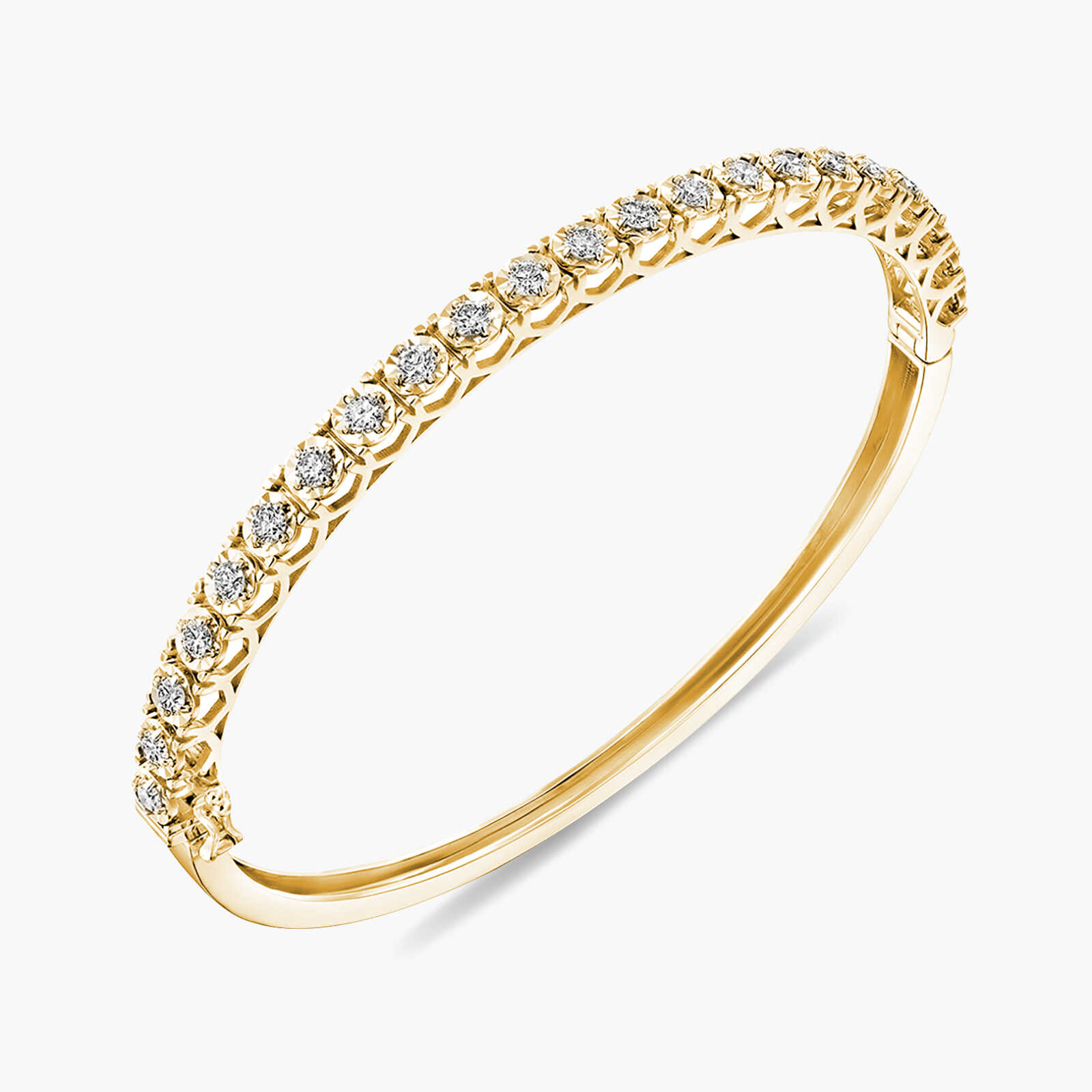 צמיד זהב קשיח משובץ קראט וחצי יהלומים