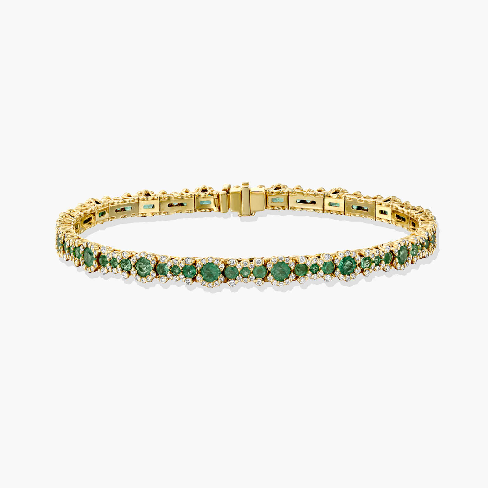 צמיד טניס בזהב משובץ אמרלדים ויהלומים