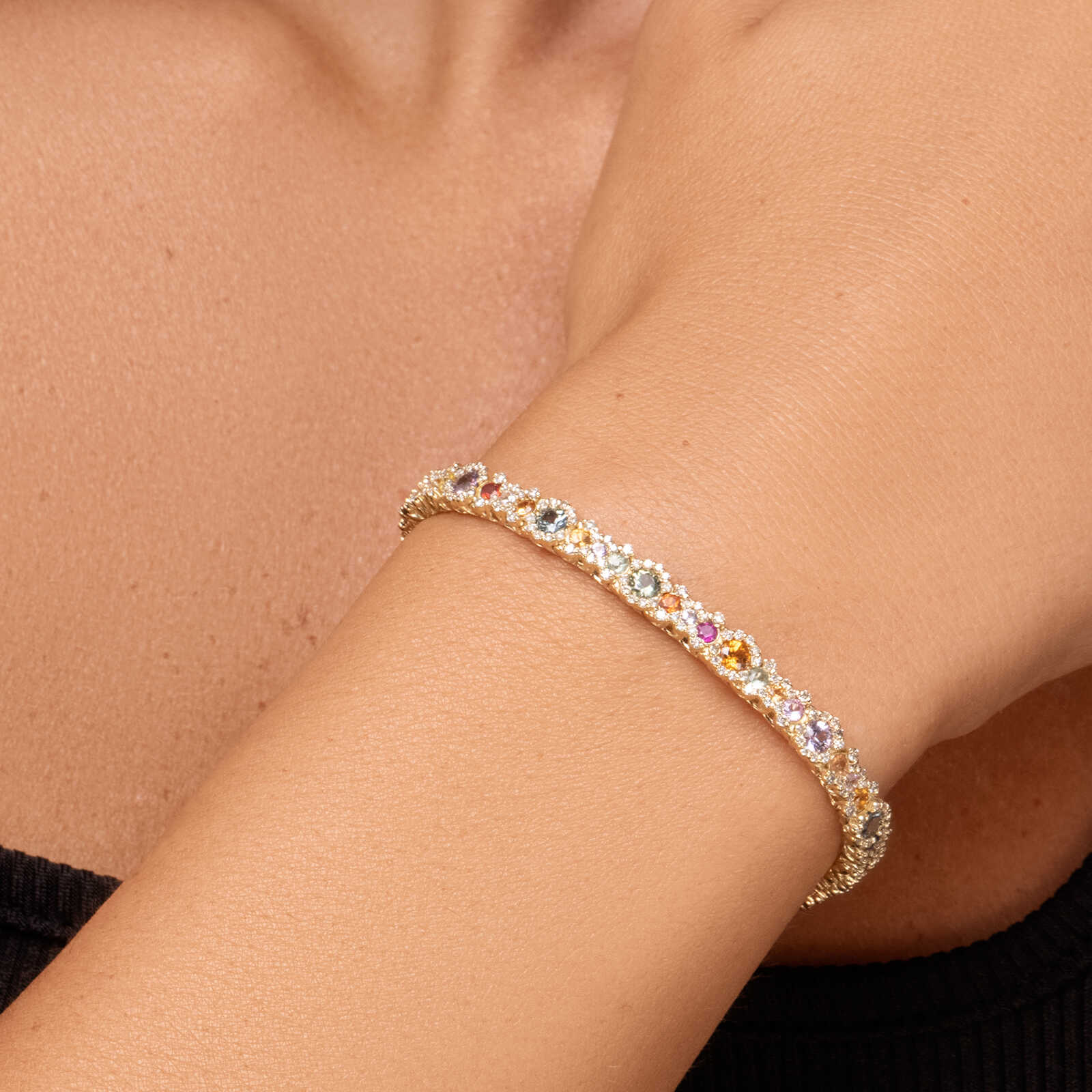 צמידRAINBOW משובץ יהלומים וספירים