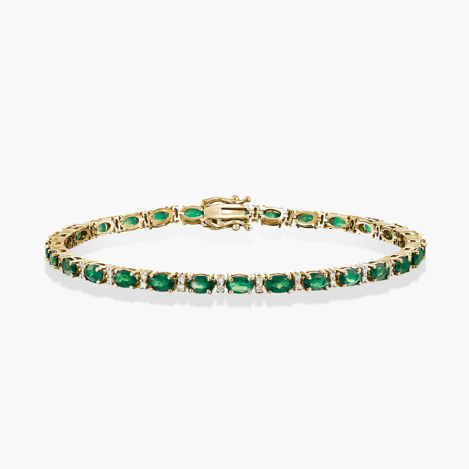 צמיד זהב המשובץ אני אמרלד ויהלומים