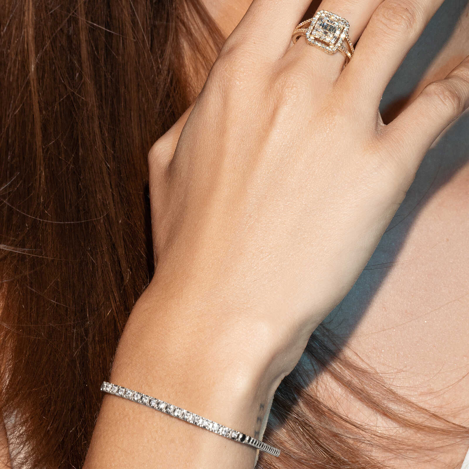 צמיד קרולינה מזהב 14K בסגנון טניס משובץ יהלומים