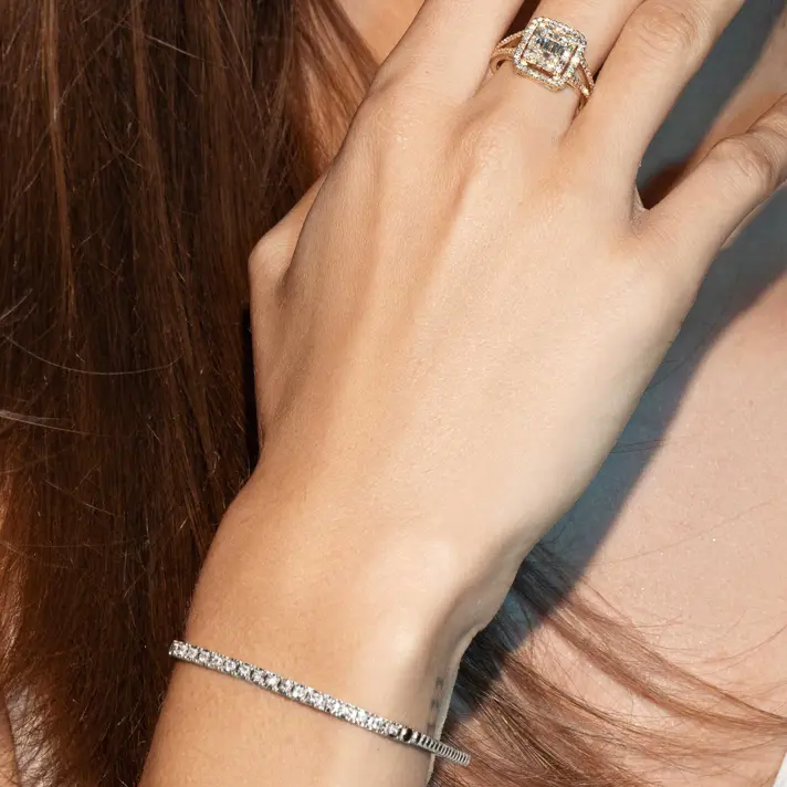 צמיד קרולינה מזהב 14K בסגנון טניס משובץ יהלומים