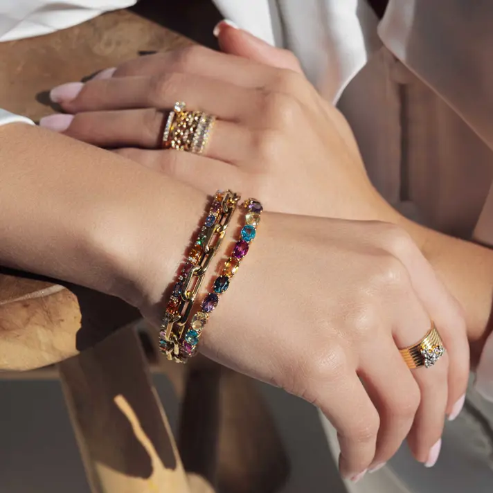 צמיד RAINBOW משובץ אבני חן ויהלומים