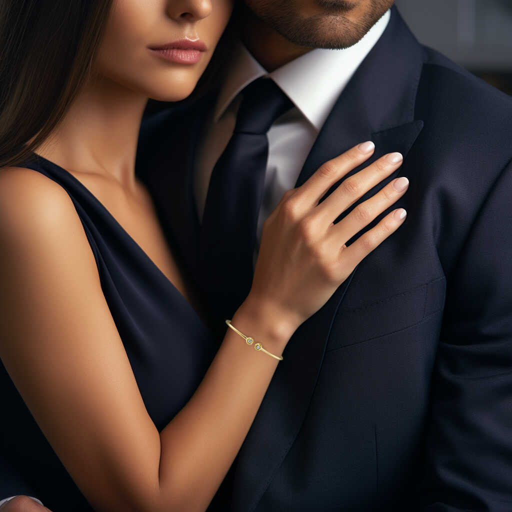 צמיד זהב קשיח משובץ יהלומים