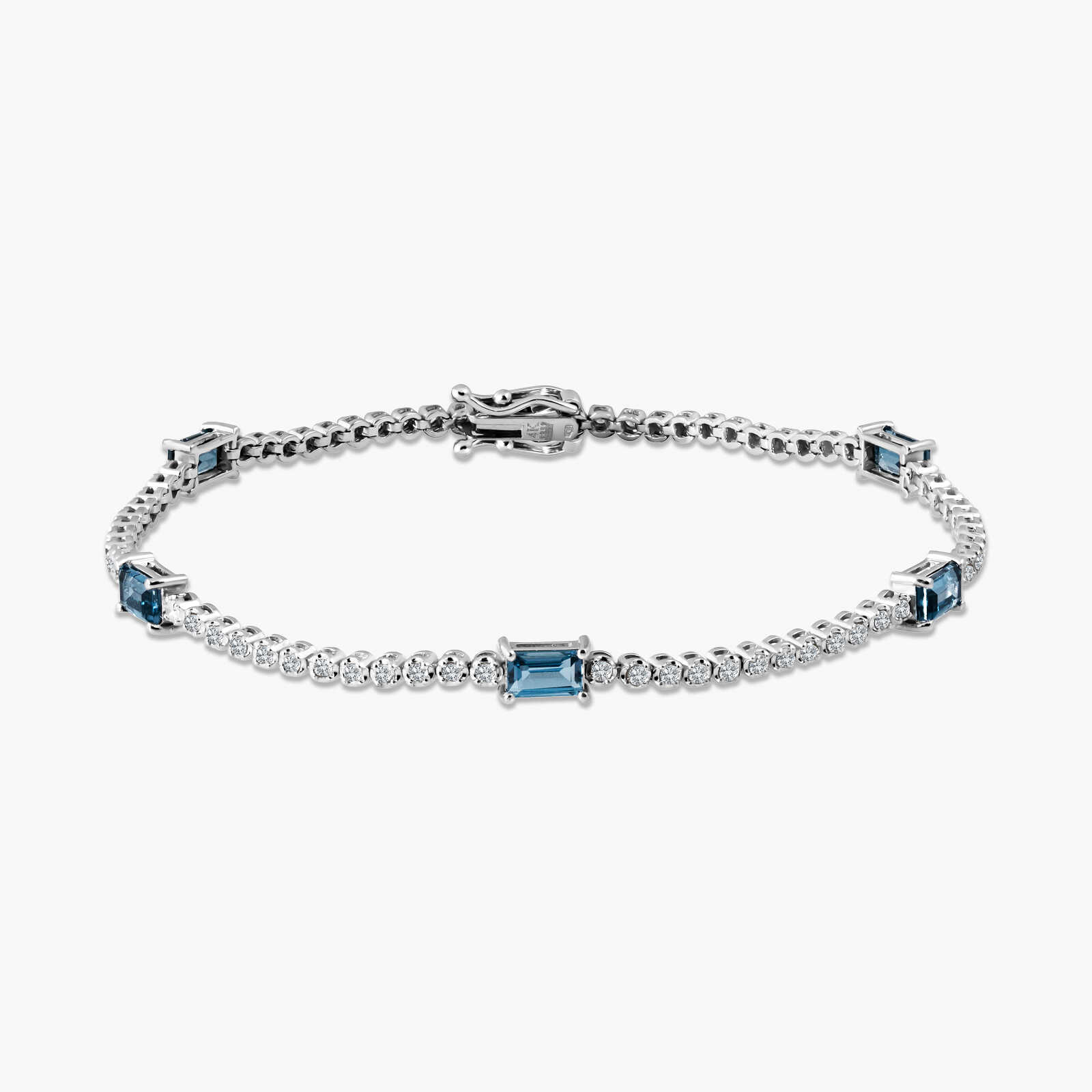 צמיד זהב 14K בשיבוץ יהלומים ובלו לונדון