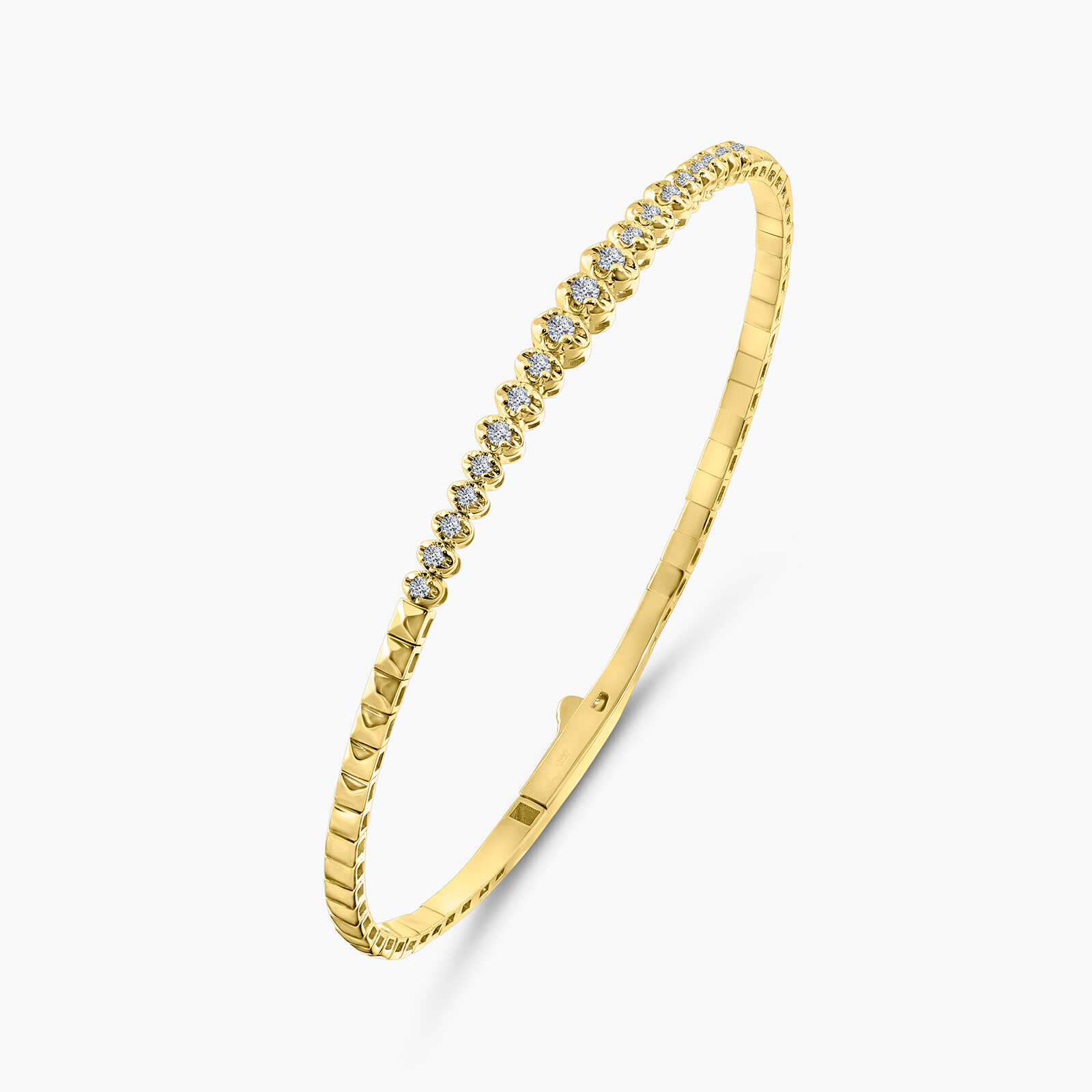 צמיד זהב 14K קשיח משובץ יהלומים