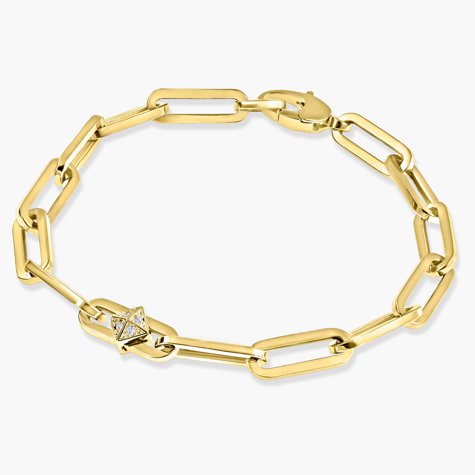 צמיד זהב 14K חוליות עם יהלומים.