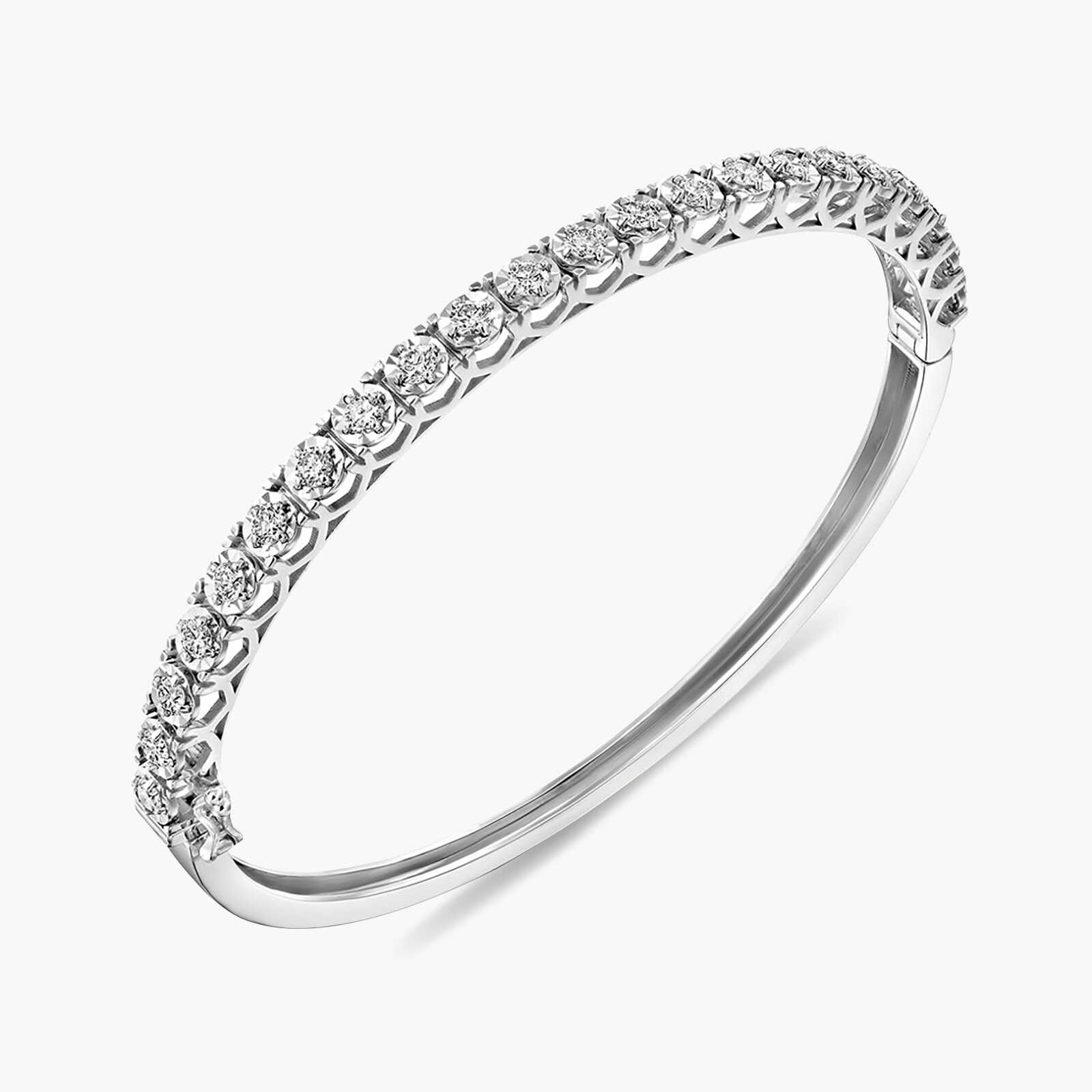 צמיד זהב לבן 14K משובץ יהלומים