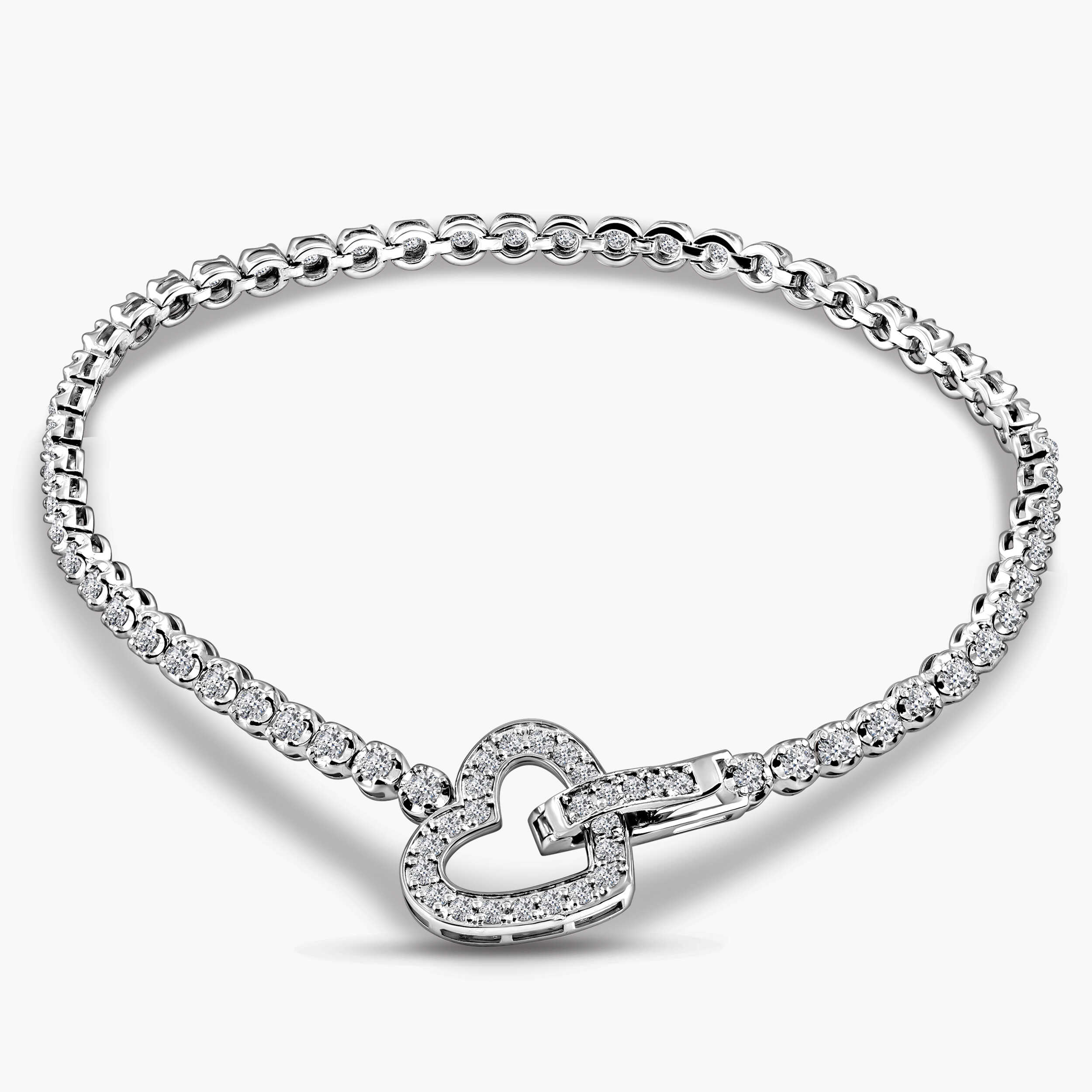 צמיד זהב 14K ויהלומים עם לב