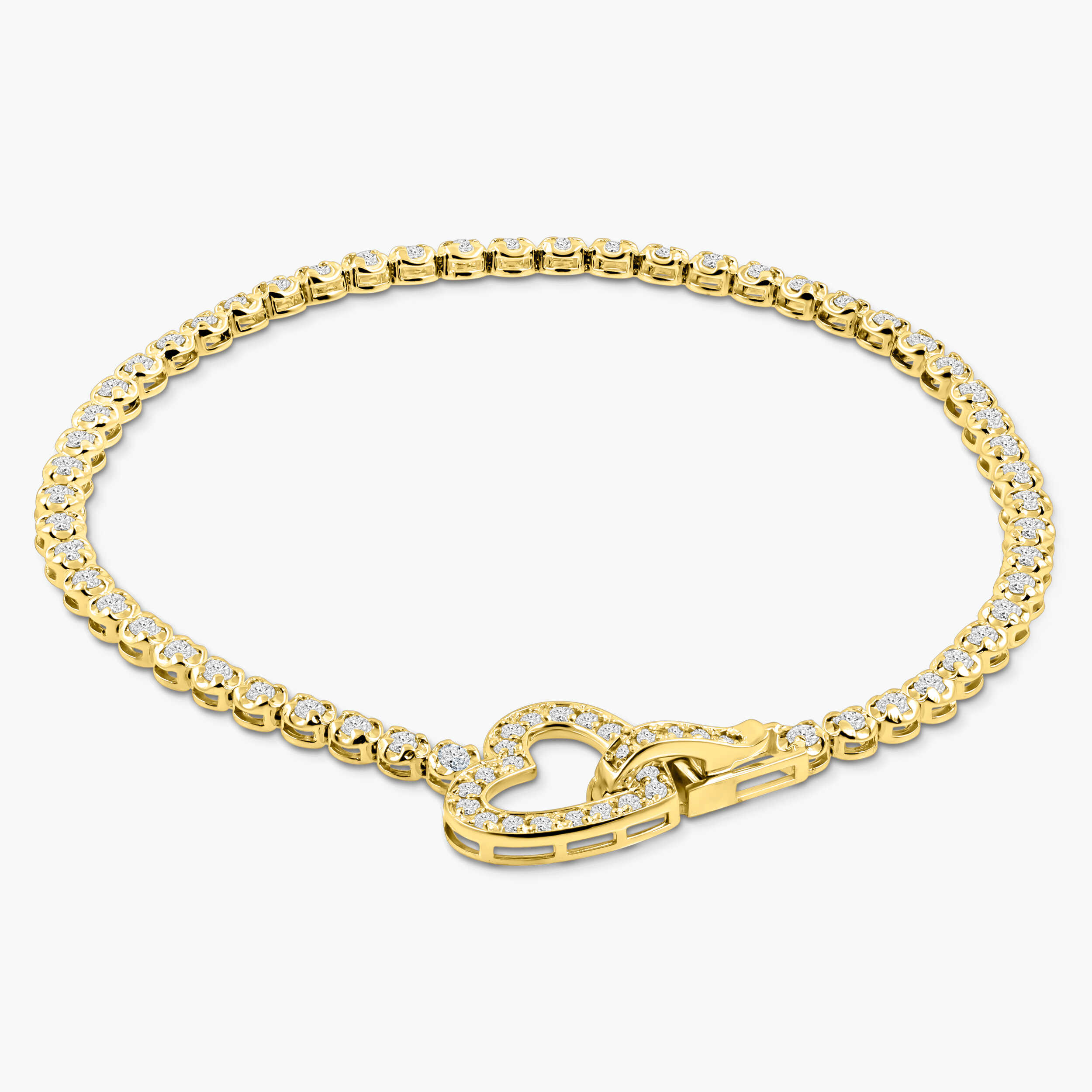 צמיד זהב 14K ויהלומים עם לב