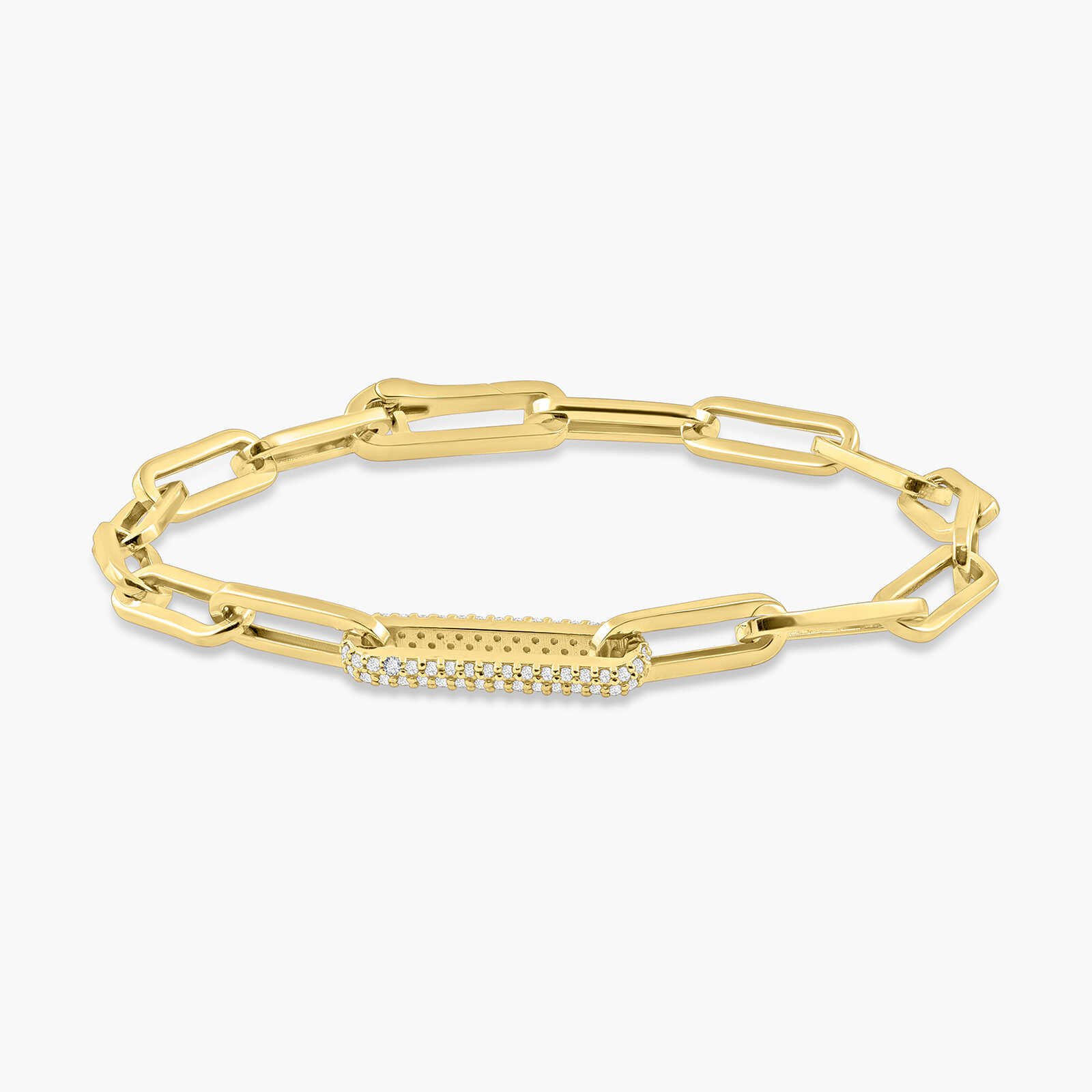צמיד חוליות בזהב 14K עם שיבוץ יהלומים