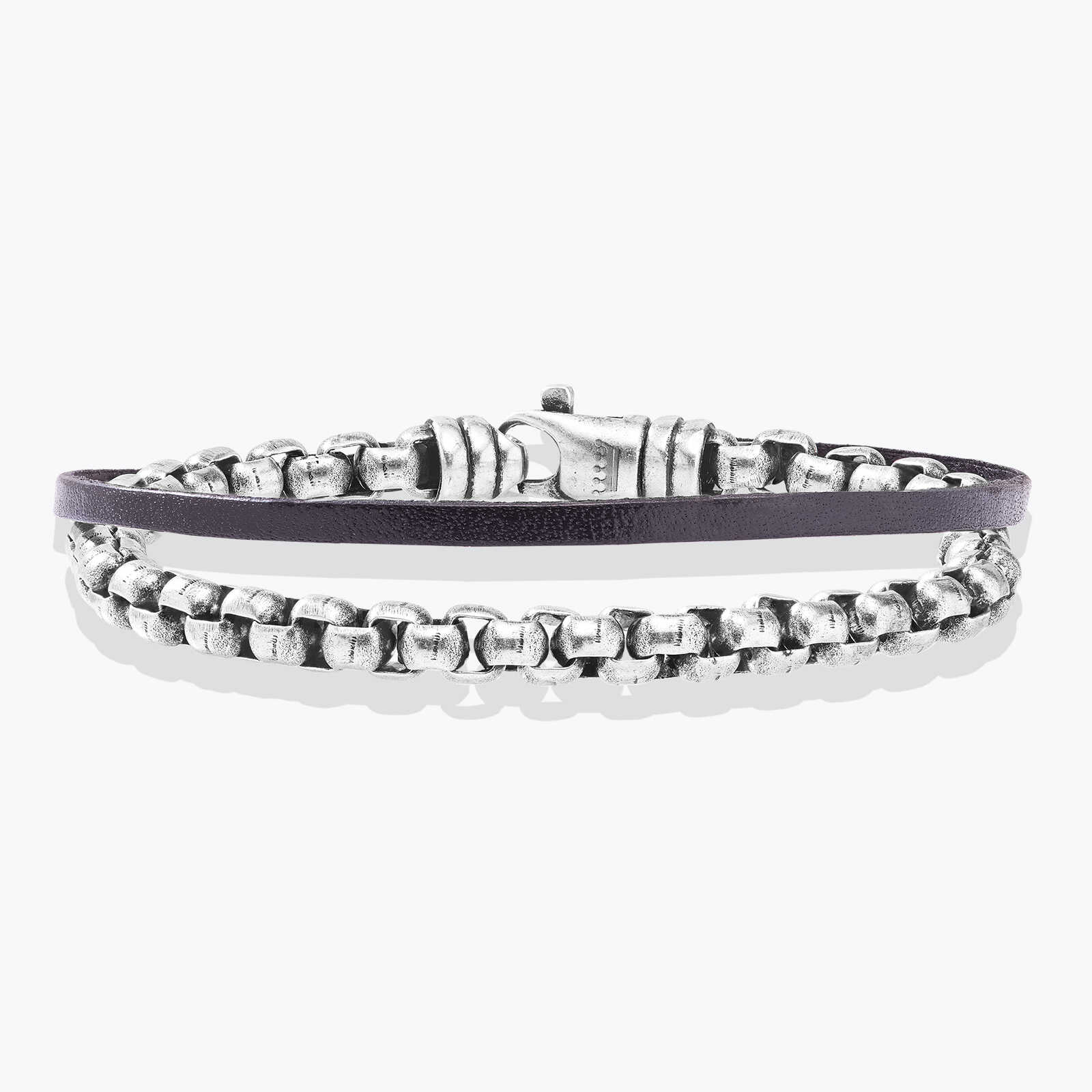 צמיד לגבר יאיר- עור ופלדה