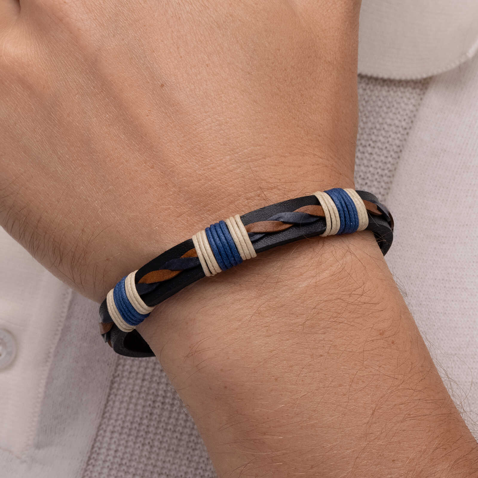 צמיד לגבר יהב- עור ופלדה