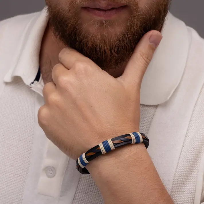 צמיד לגבר יהב- עור ופלדה