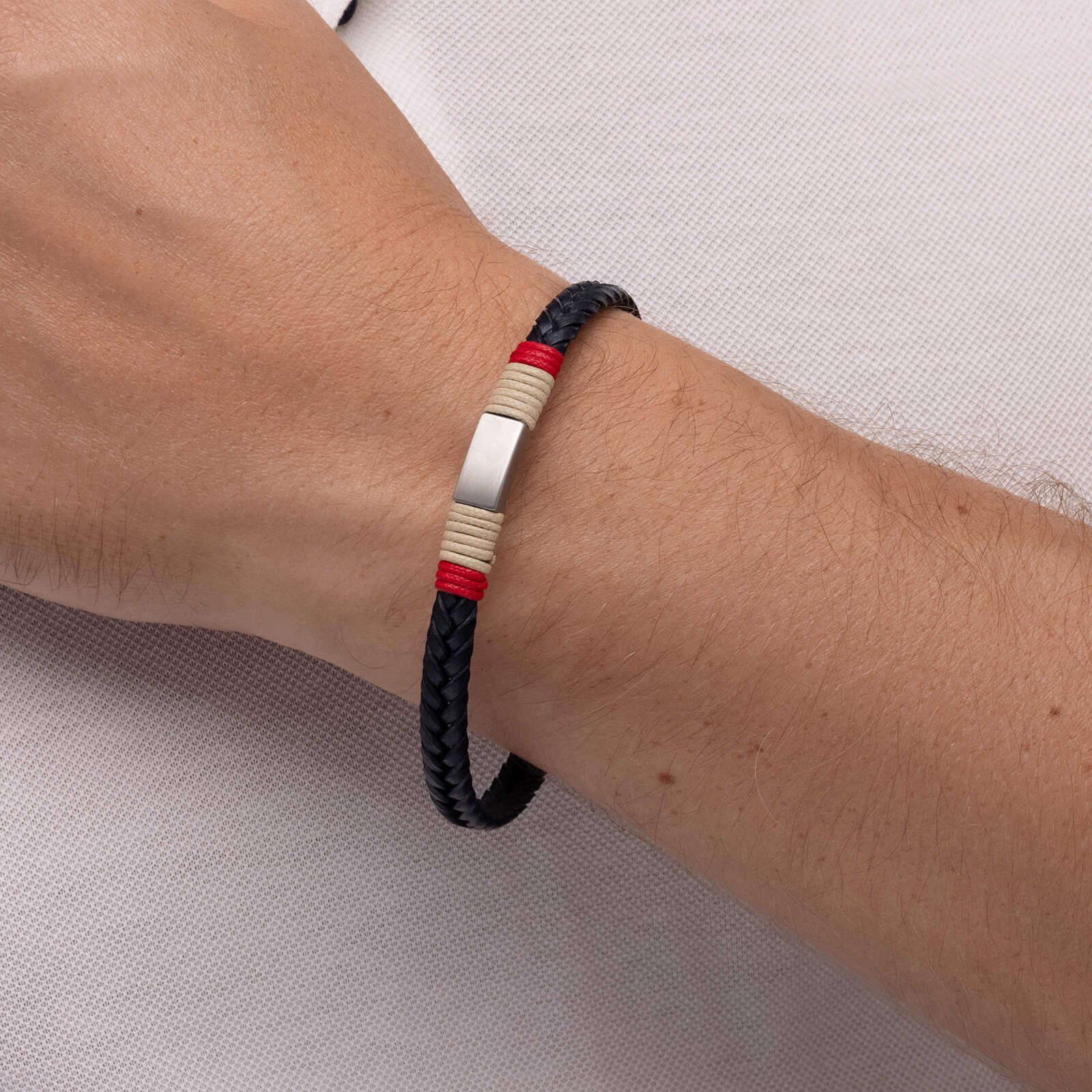 צמיד לגבר אייל- עור ופלדה