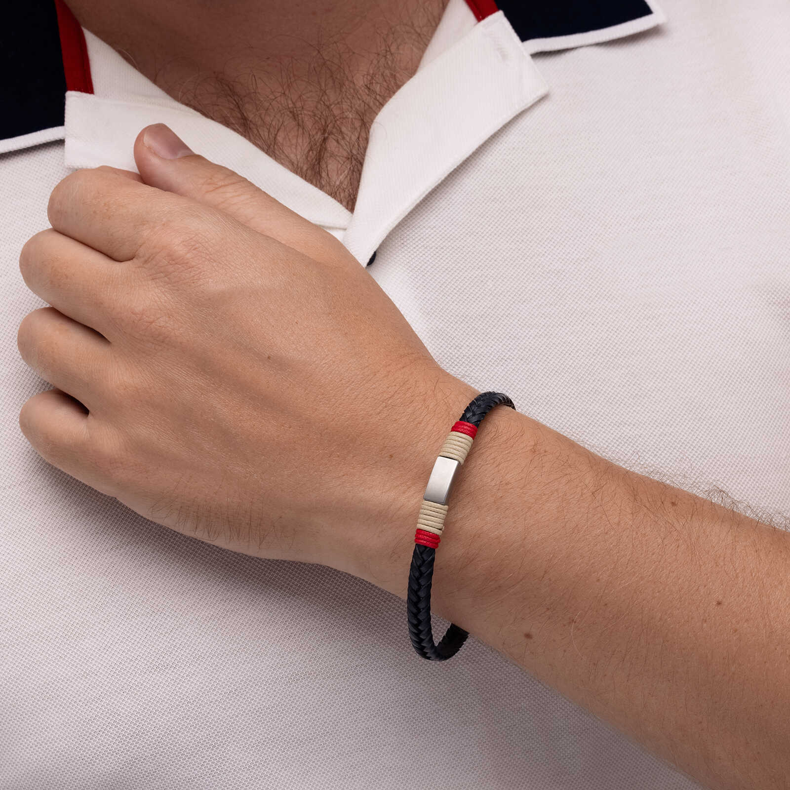 צמיד לגבר אייל- עור ופלדה