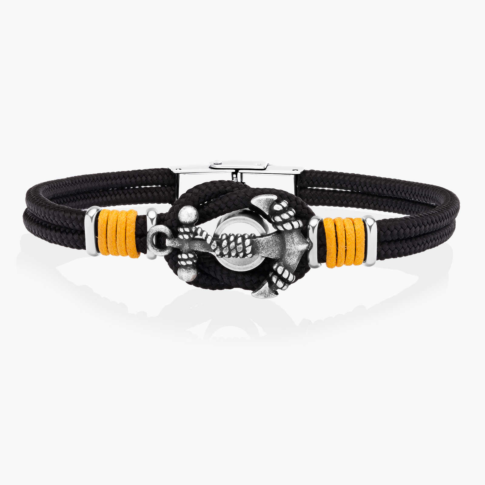 צמיד לגבר ניל- עור, פוליאסטר ופלדה עם עוגן