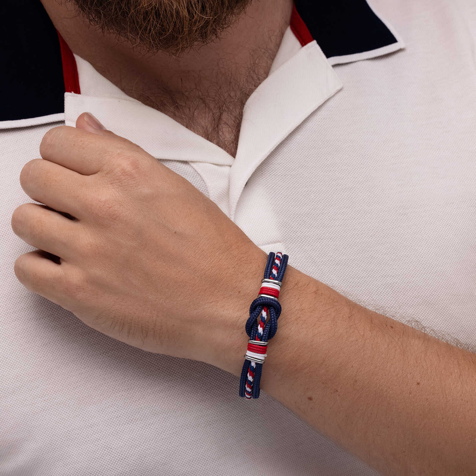 צמיד לגבר ליאו - עור, פוליאסטר ופלדה