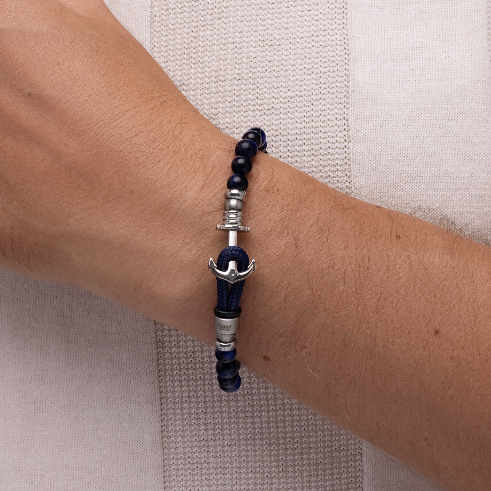 צמיד לגבר אלון- חרוזי עין הנמר ופלדה