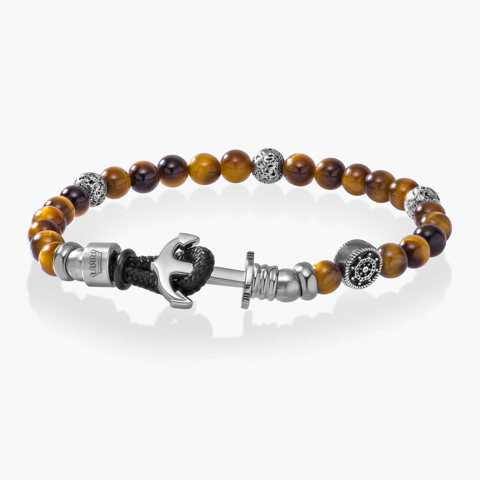 צמיד לגבר אלון- חרוזי עין הנמר ופלדה