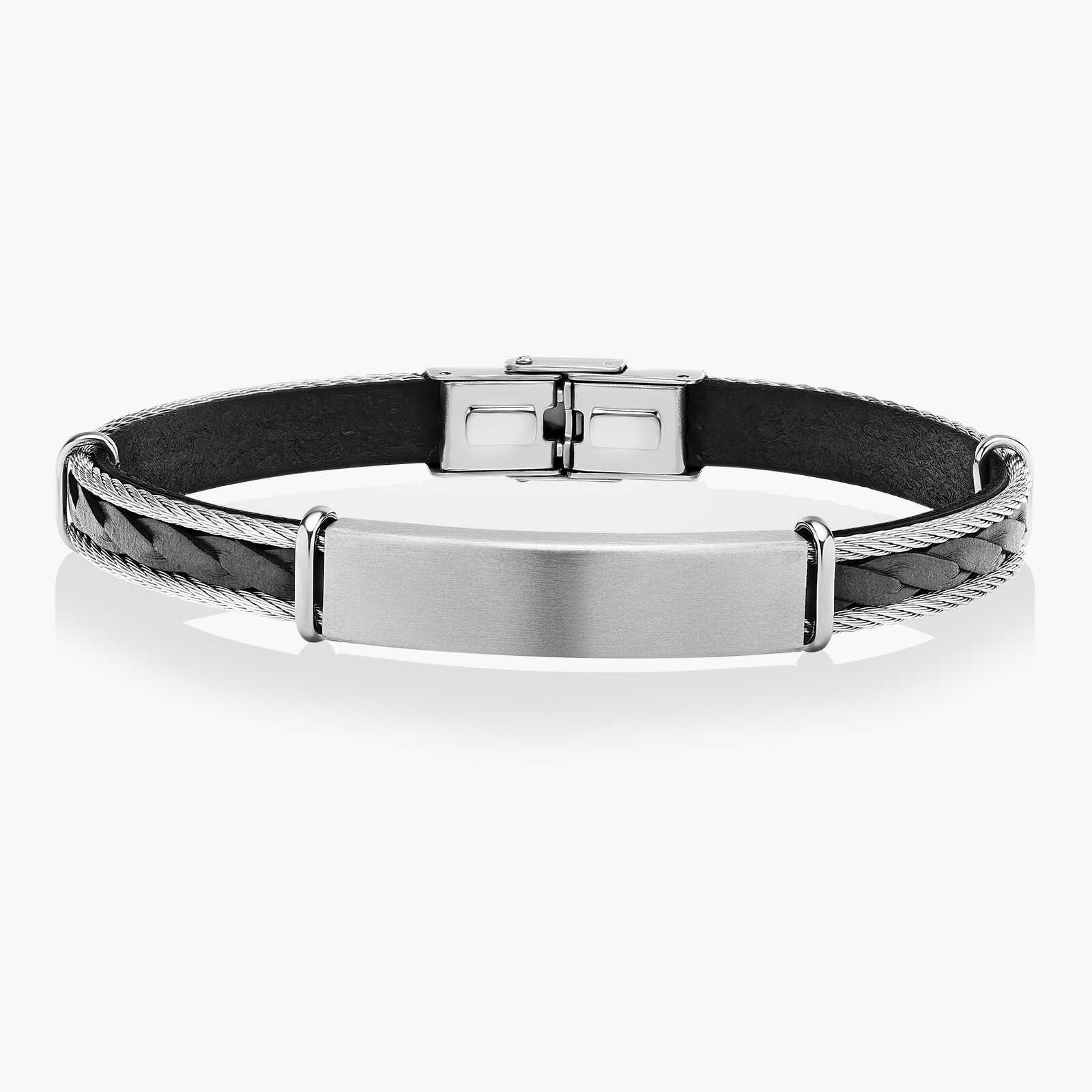 צמיד לגבר דור- עור ופלדה