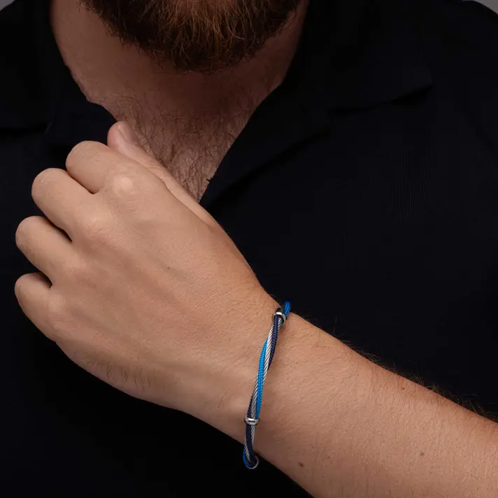 צמיד לגבר אופק - עור ופלדה