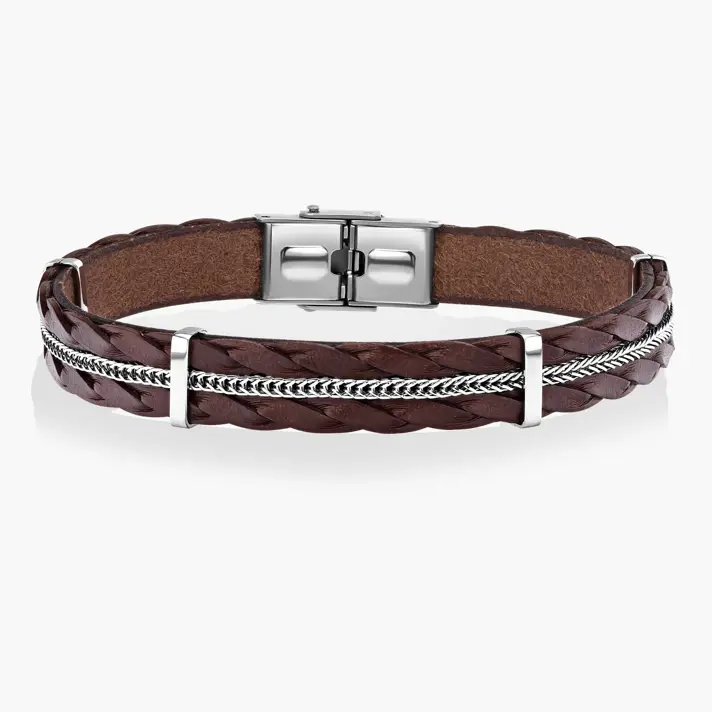 צמיד לגבר הראל- עור ופלדה