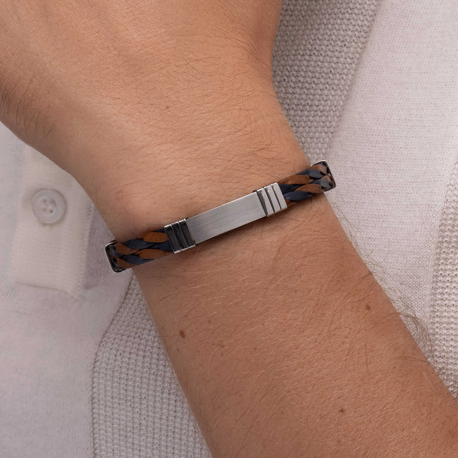 צמיד לגבר יואב- עור ופלדה