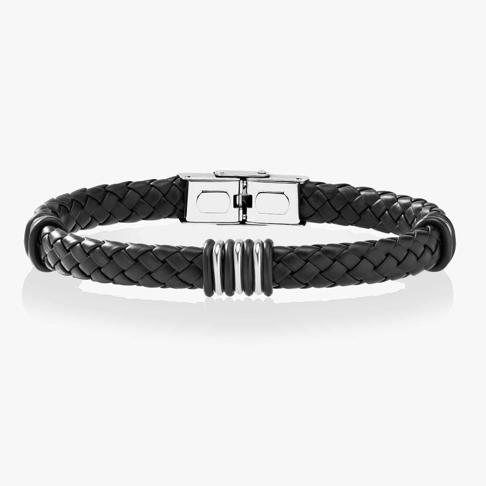 צמיד לגבר אליאב - עור ופלדה