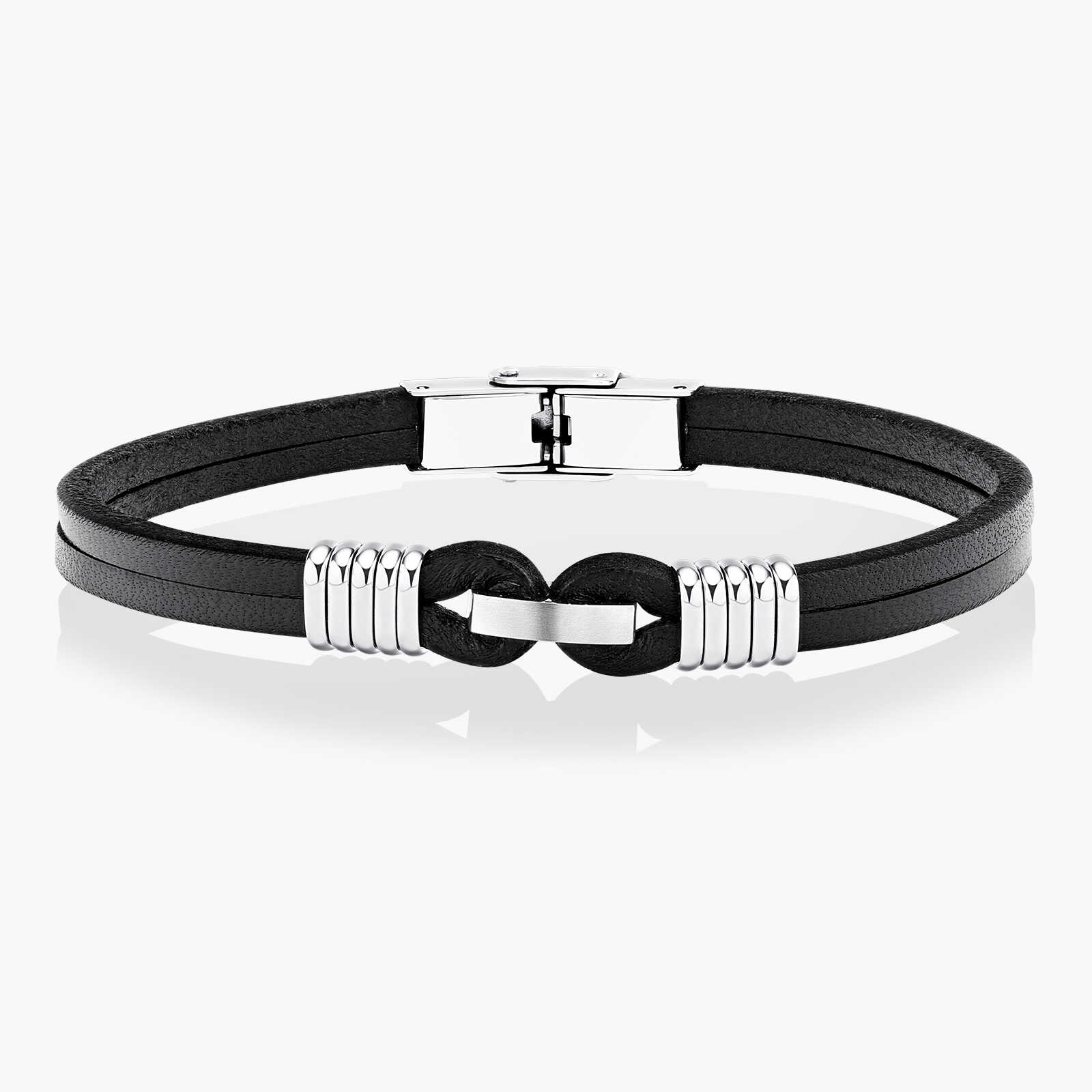 צמיד לגבר דן- עור ופלדה