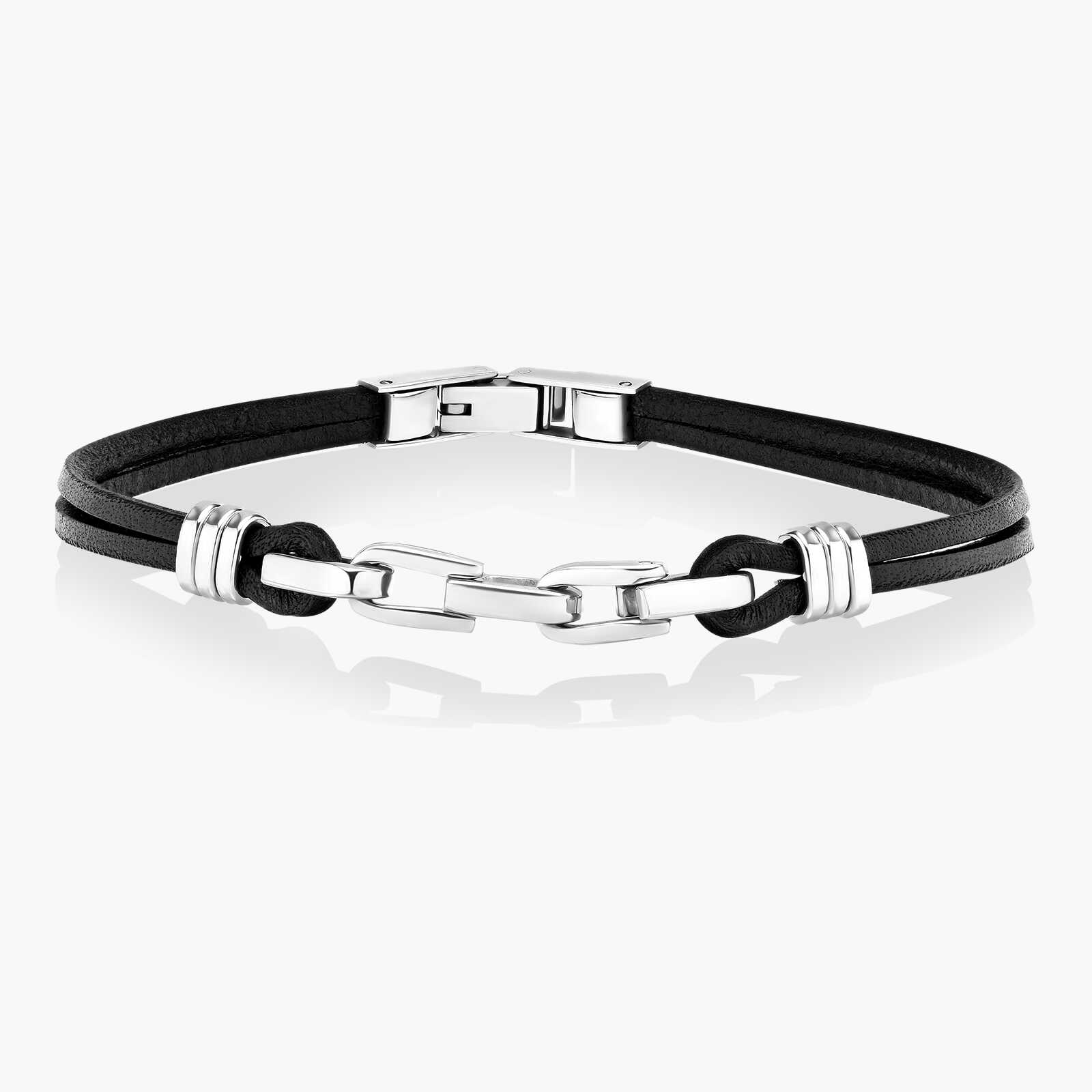 צמיד לגבר דקל- עור ופלדה