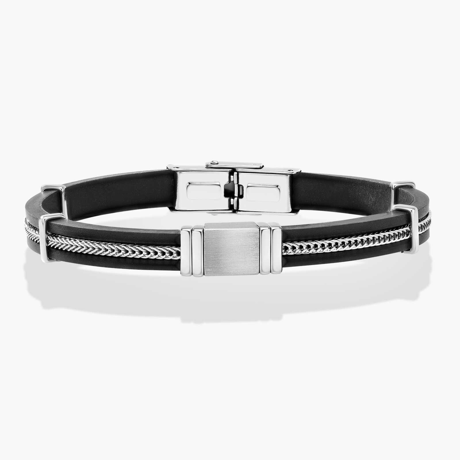 צמיד לגבר יגל- עור ופלדה