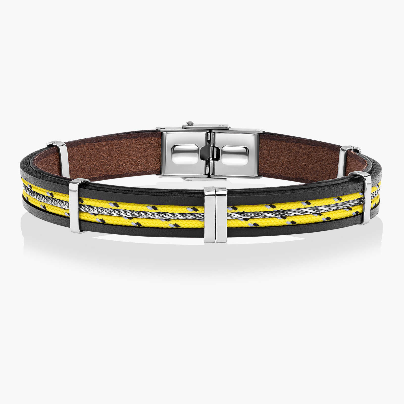 צמיד לגבר טירן- עור, פוליאסטר ופלדה