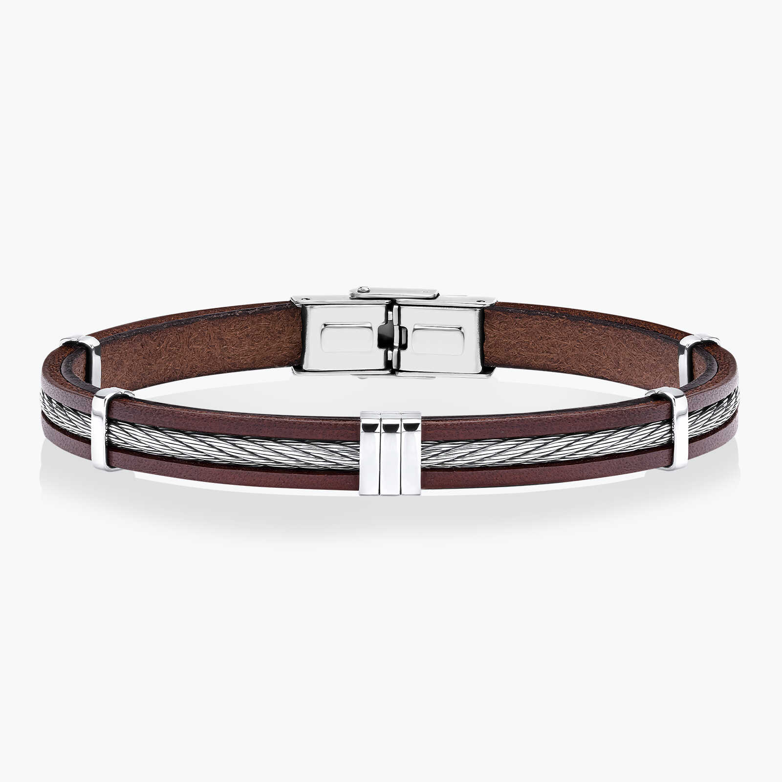 צמיד לגבר עוז- עור ופלדה