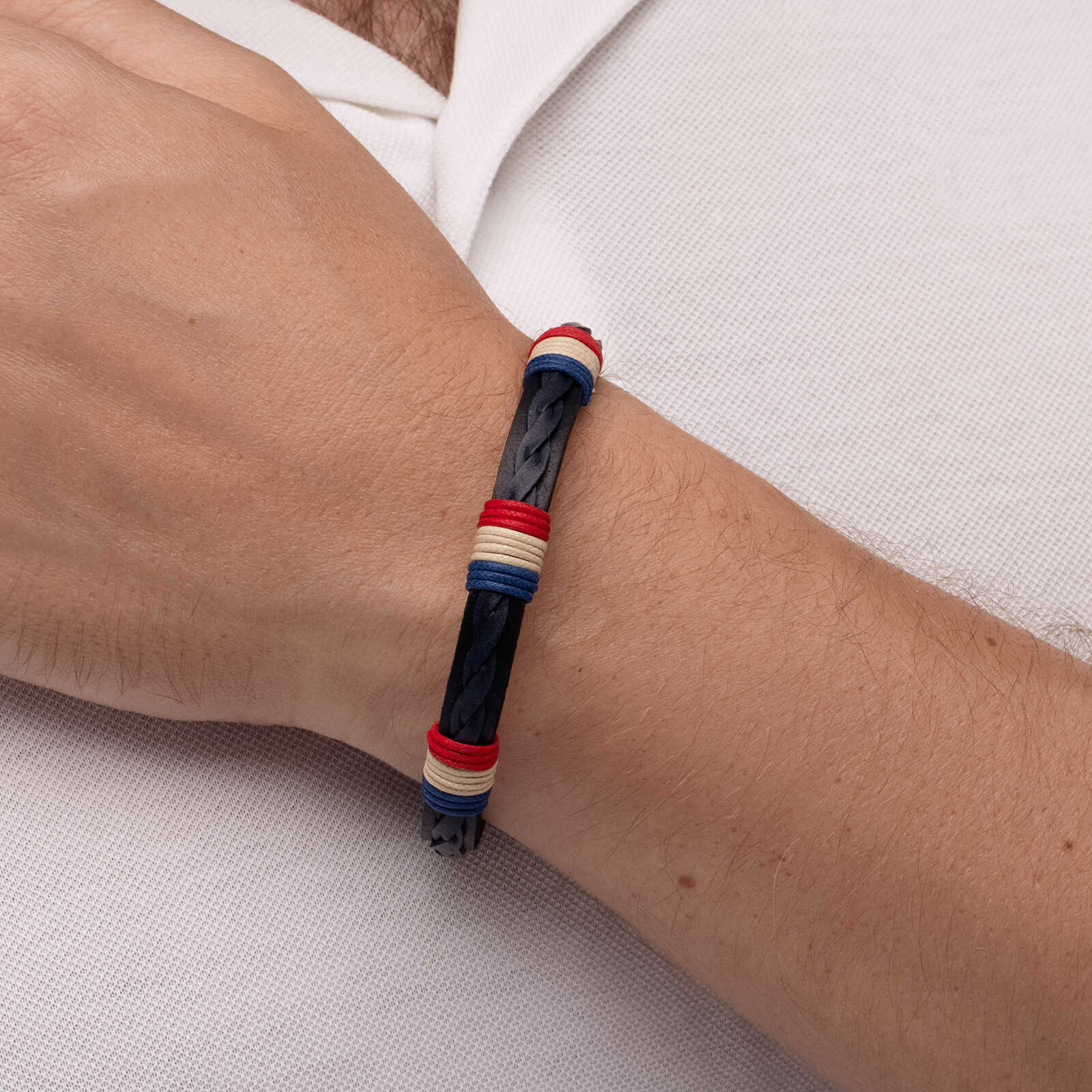 צמיד לגבר יובל - עור ופלדה