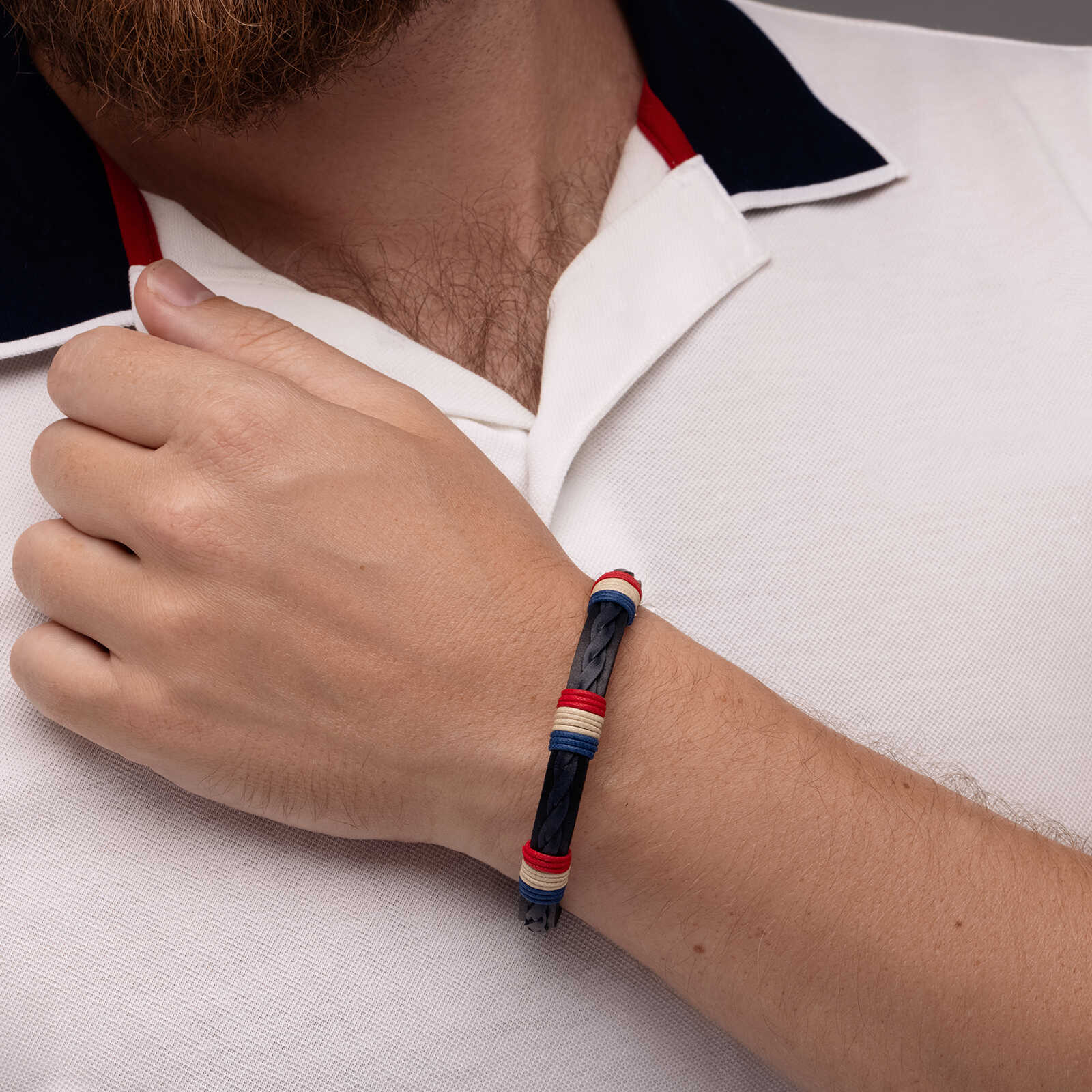 צמיד לגבר יובל - עור ופלדה