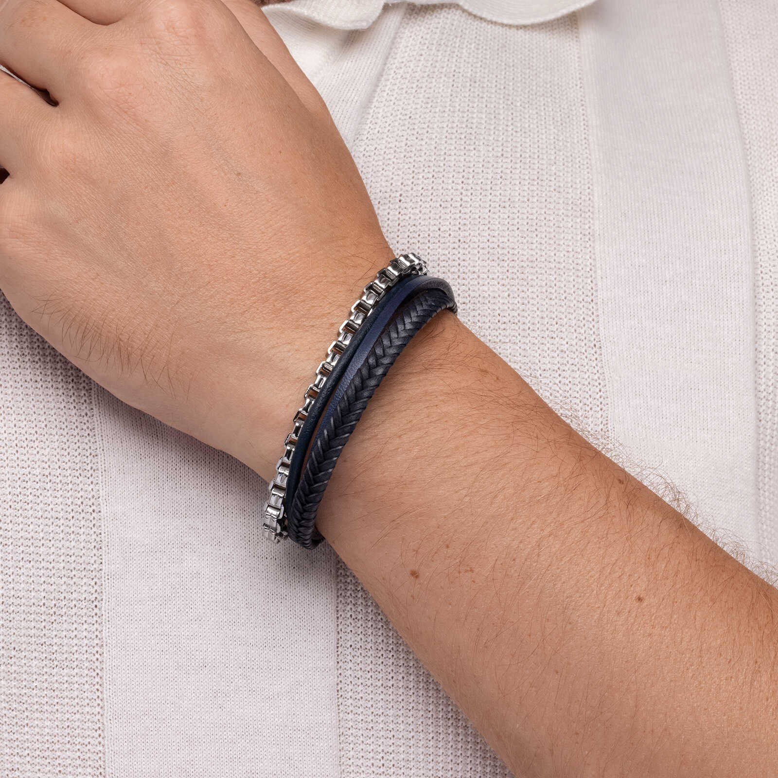 צמיד לגבר אלעד- עור ופלדה