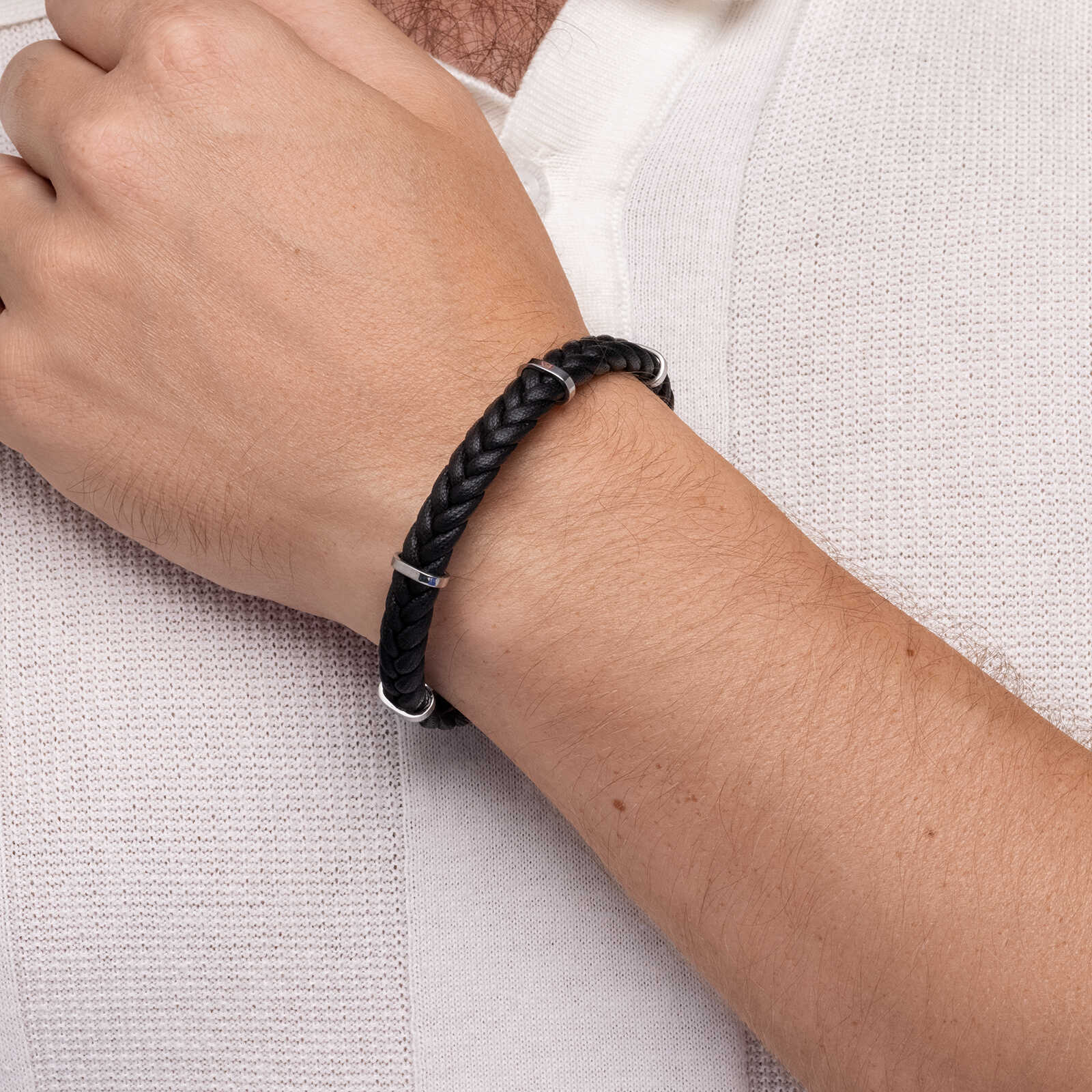 צמיד לגבר ניר- עור ופלדה