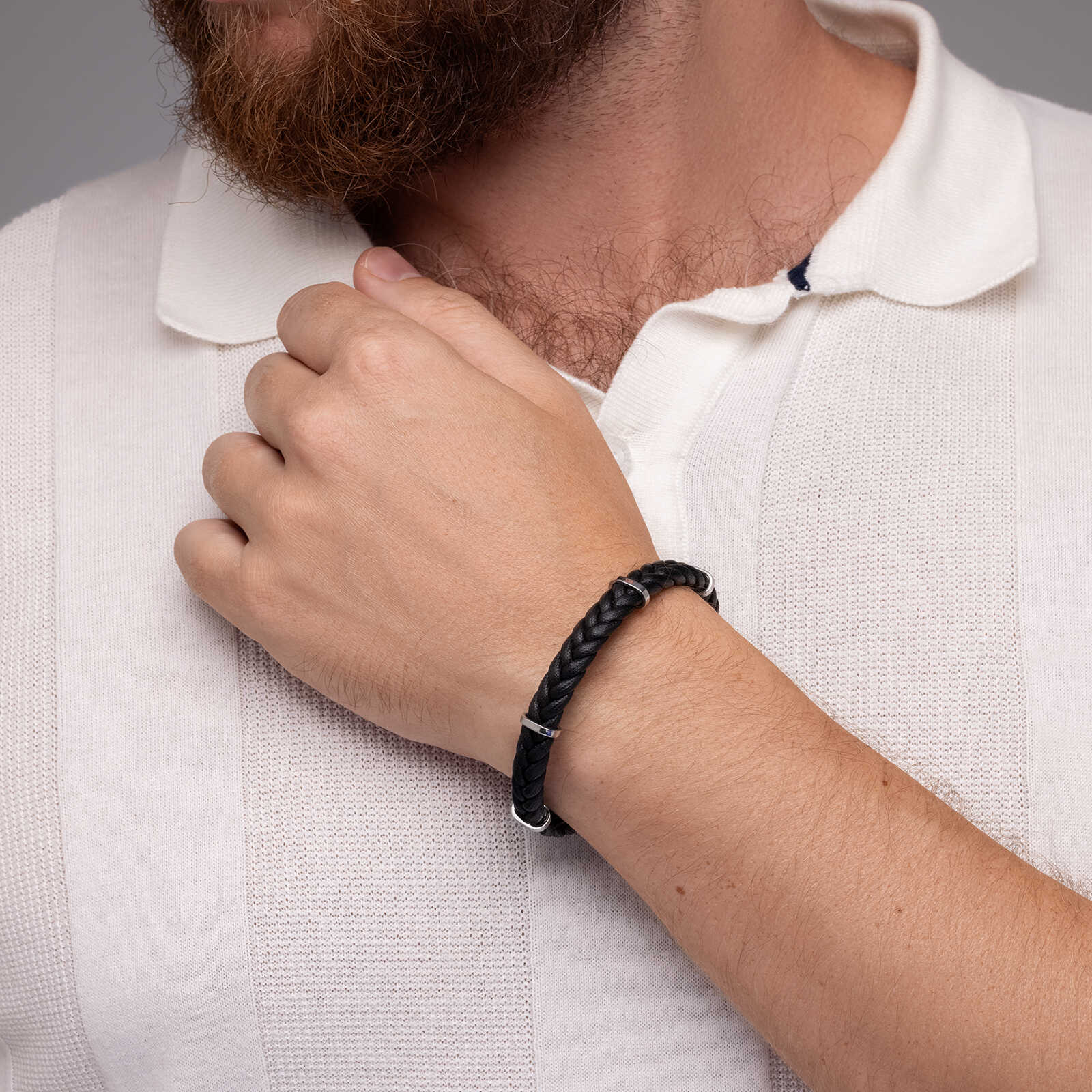 צמיד לגבר ניר- עור ופלדה