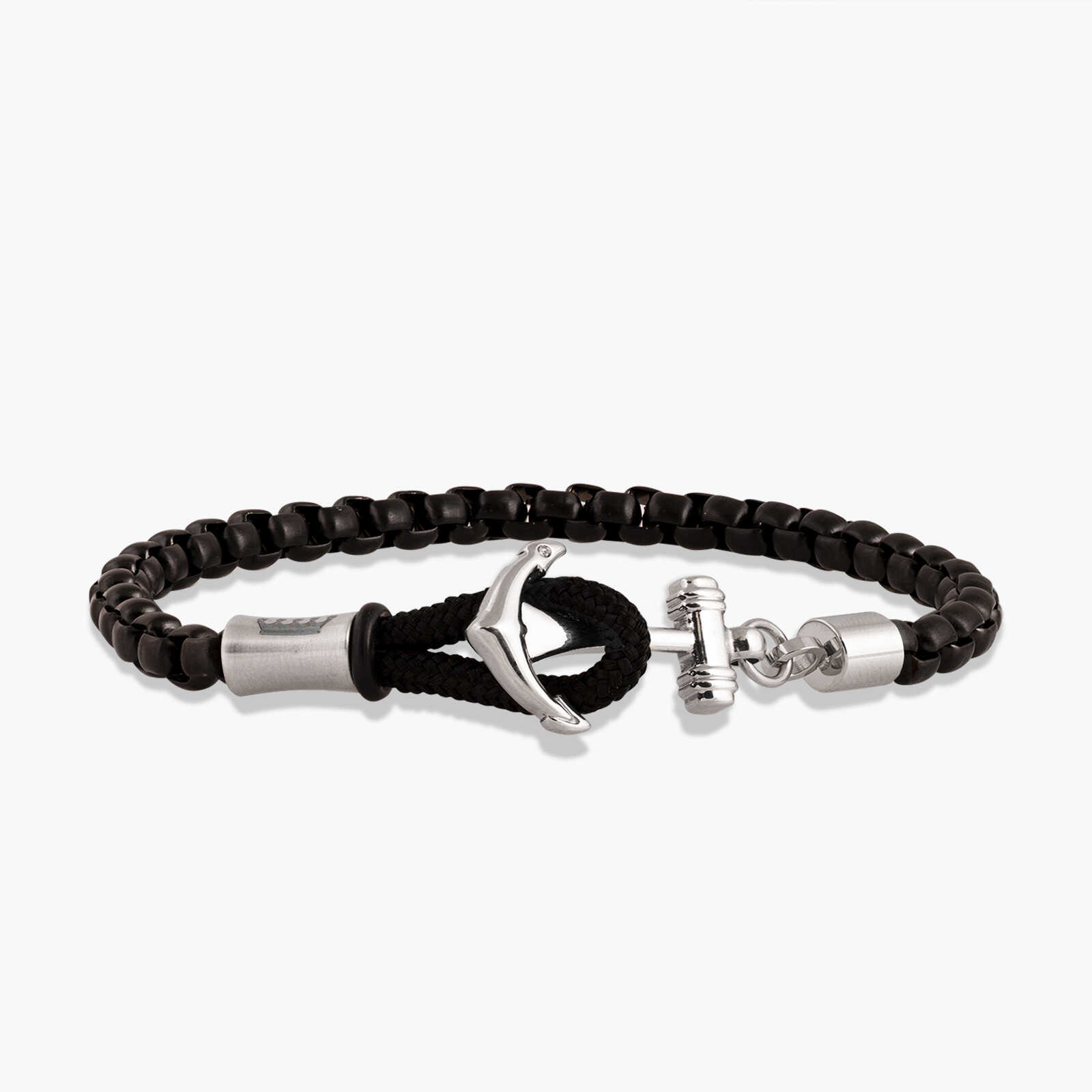 צמיד לוטם מחרוזים שחורים, עוגן  ופלדת אל חלד