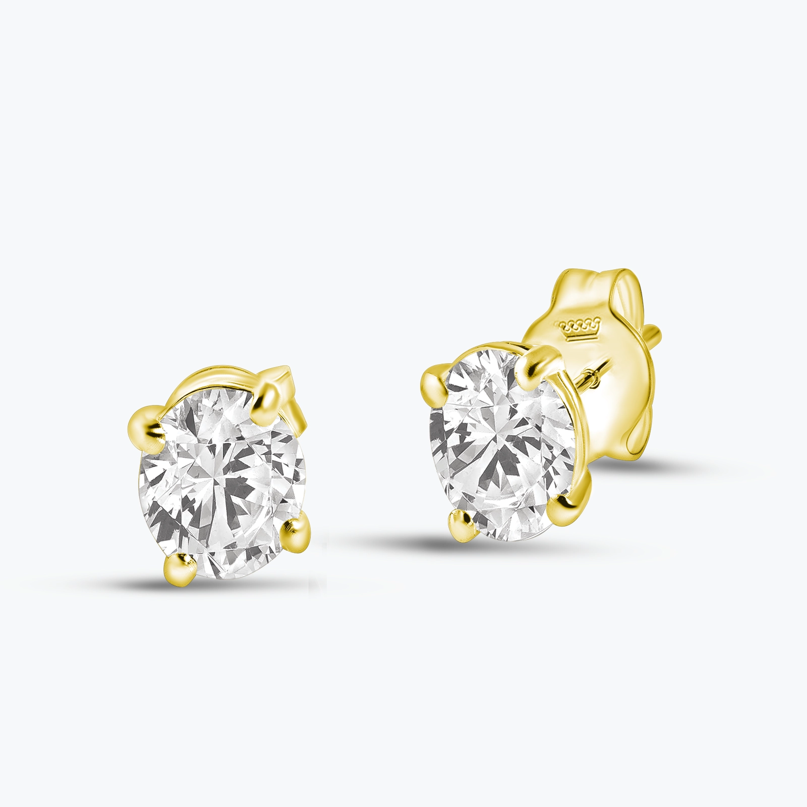 עגילי יהלום מעבדה סוליטר בחיתוך אובאלי