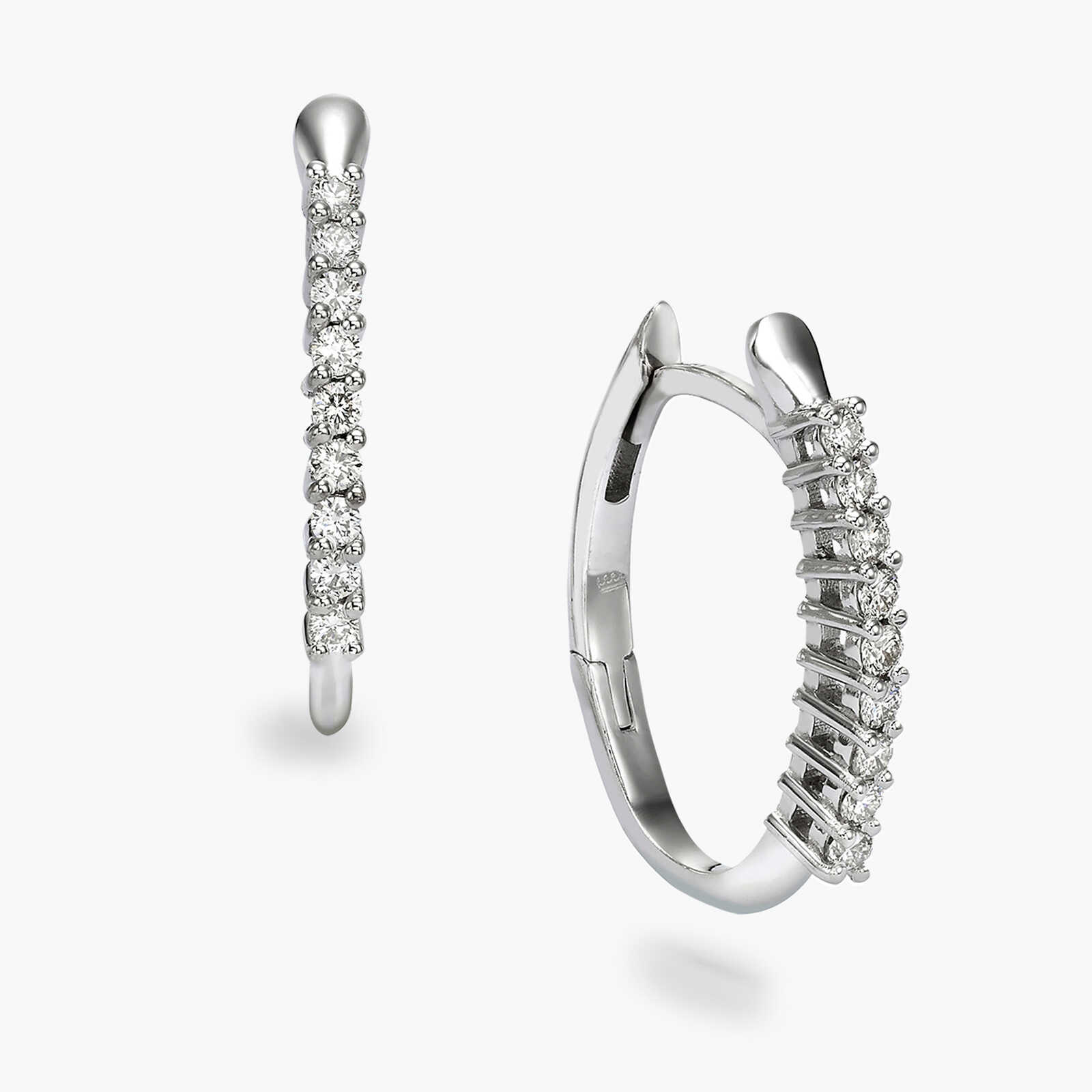 עגילי חישוק מזהב משובצים יהלומים